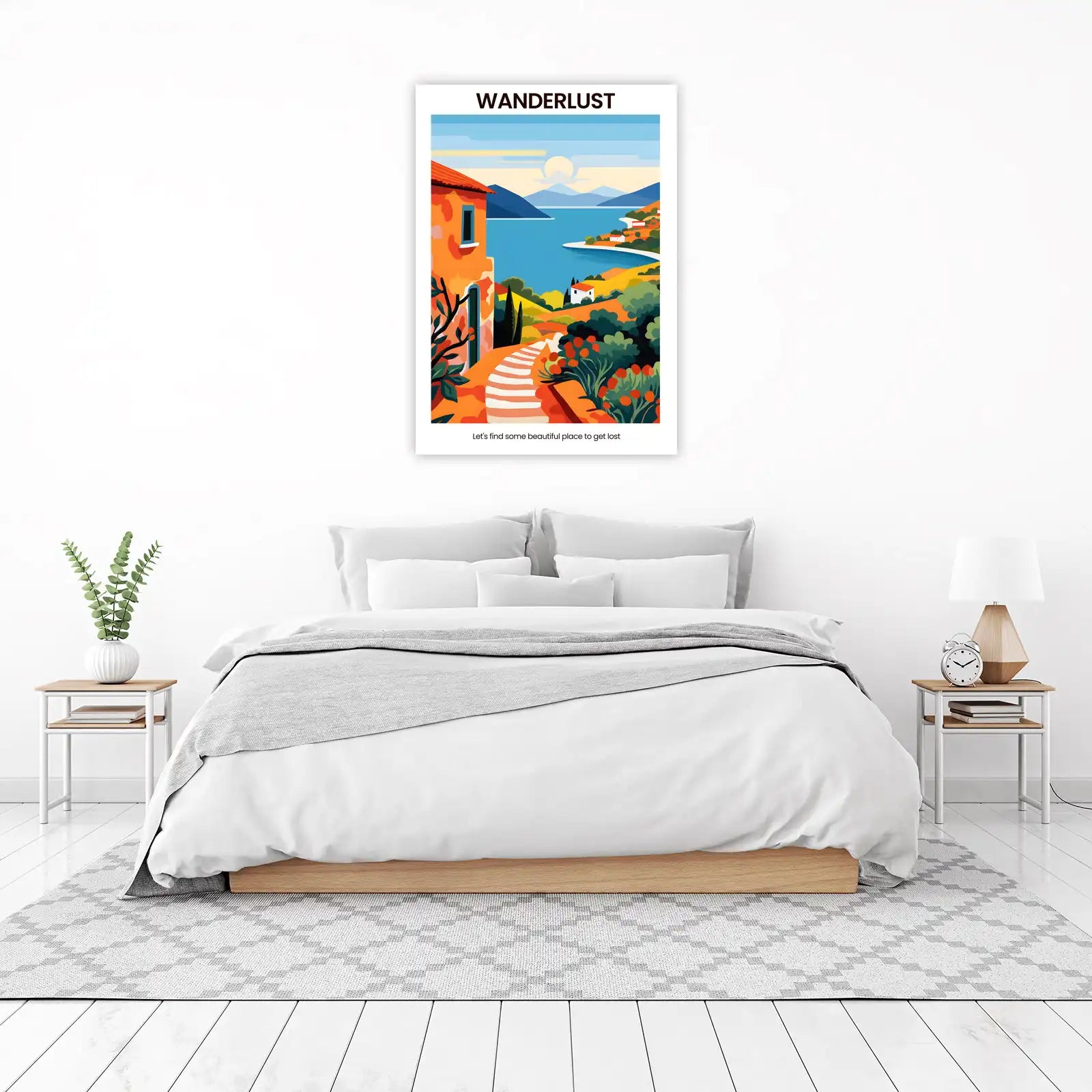 Vibrant Coastal Village Wanderlust Wall Art