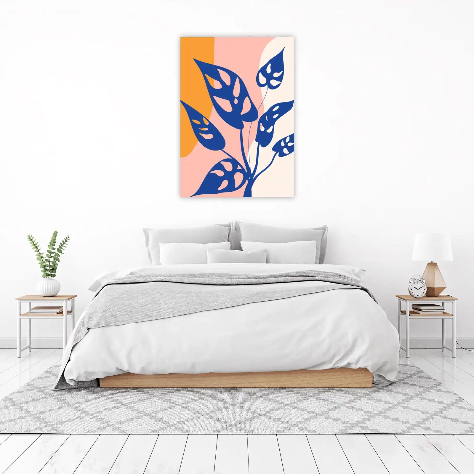 Abstract Blue Monstera Leaf Wall Art Wall Art