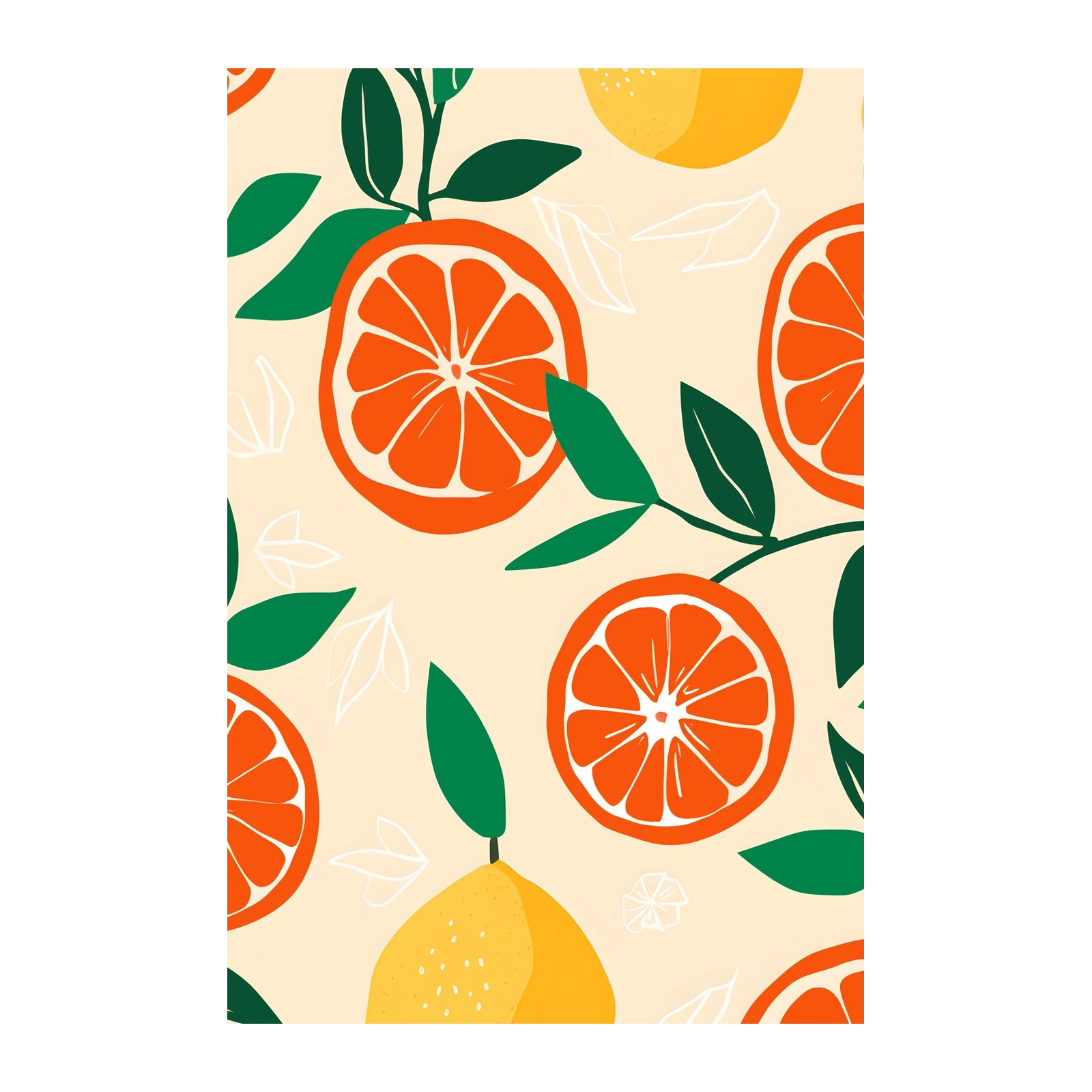 Vibrant Citrus Slice Orange & Lemon Wall Art