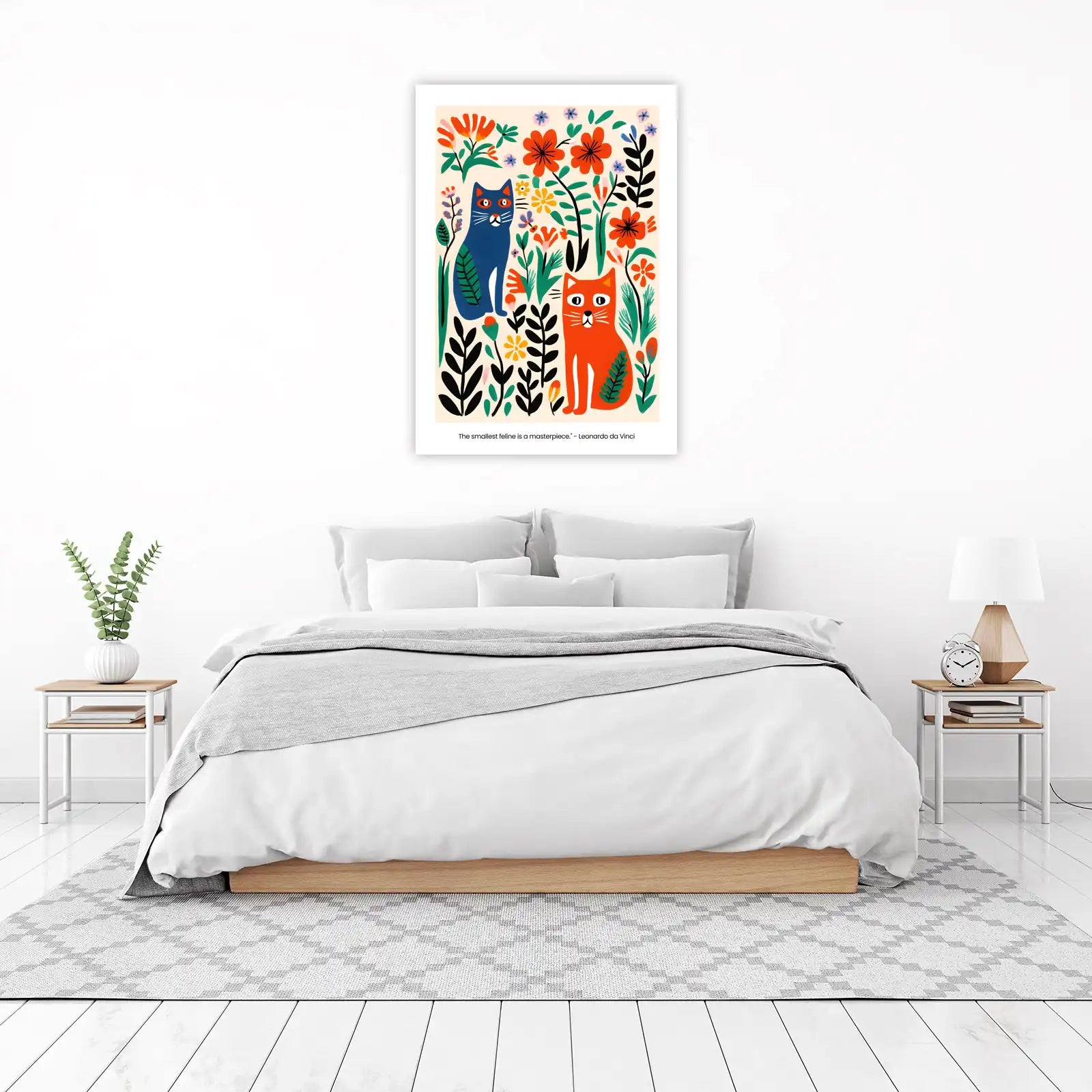 Whimsical Cats & Flowers Wall Art