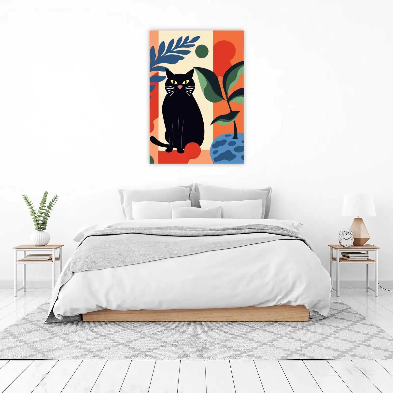 Charming Black Cat Mid-Century Modern Wall Art