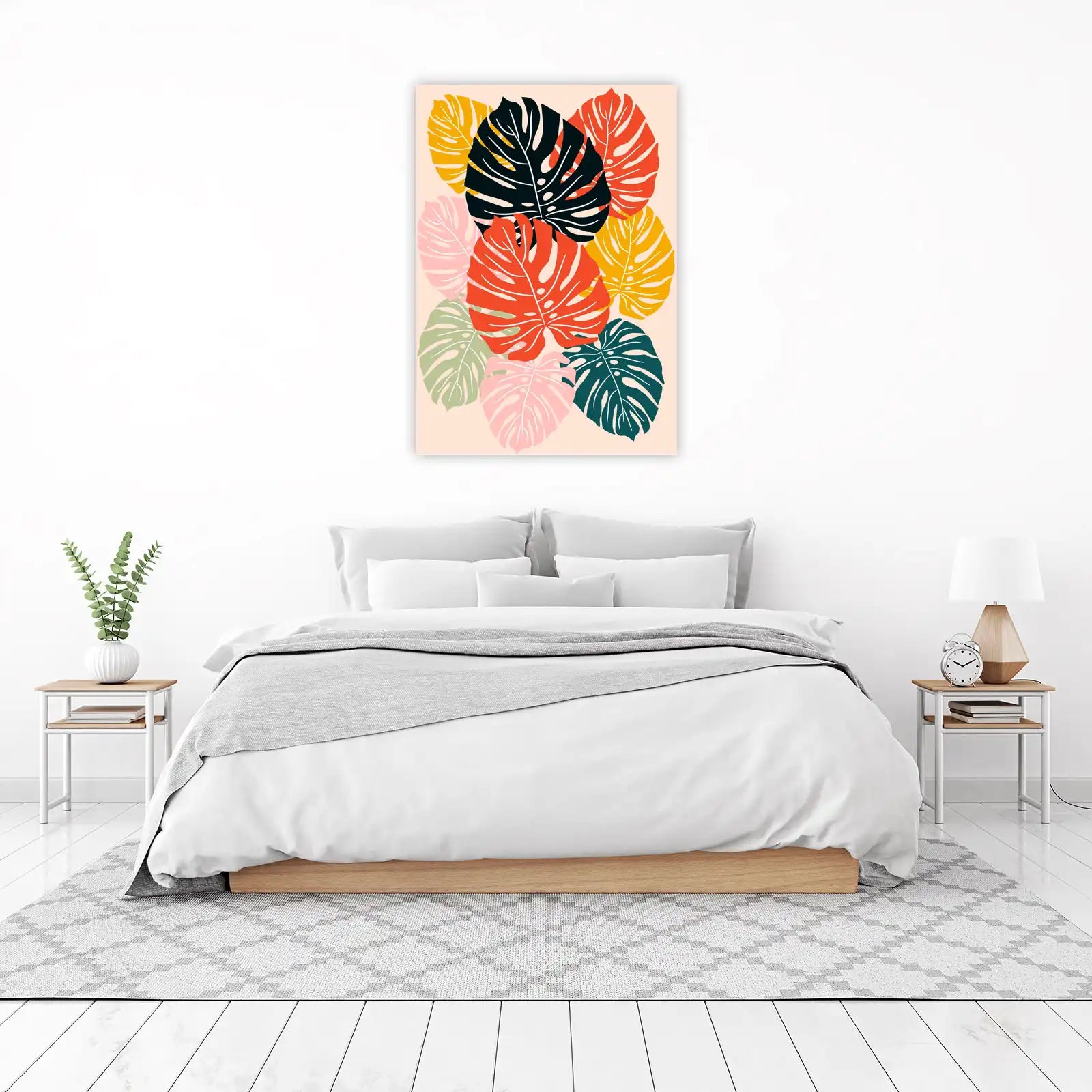 Vibrant Tropical Monstera Leaves Wall Art Art