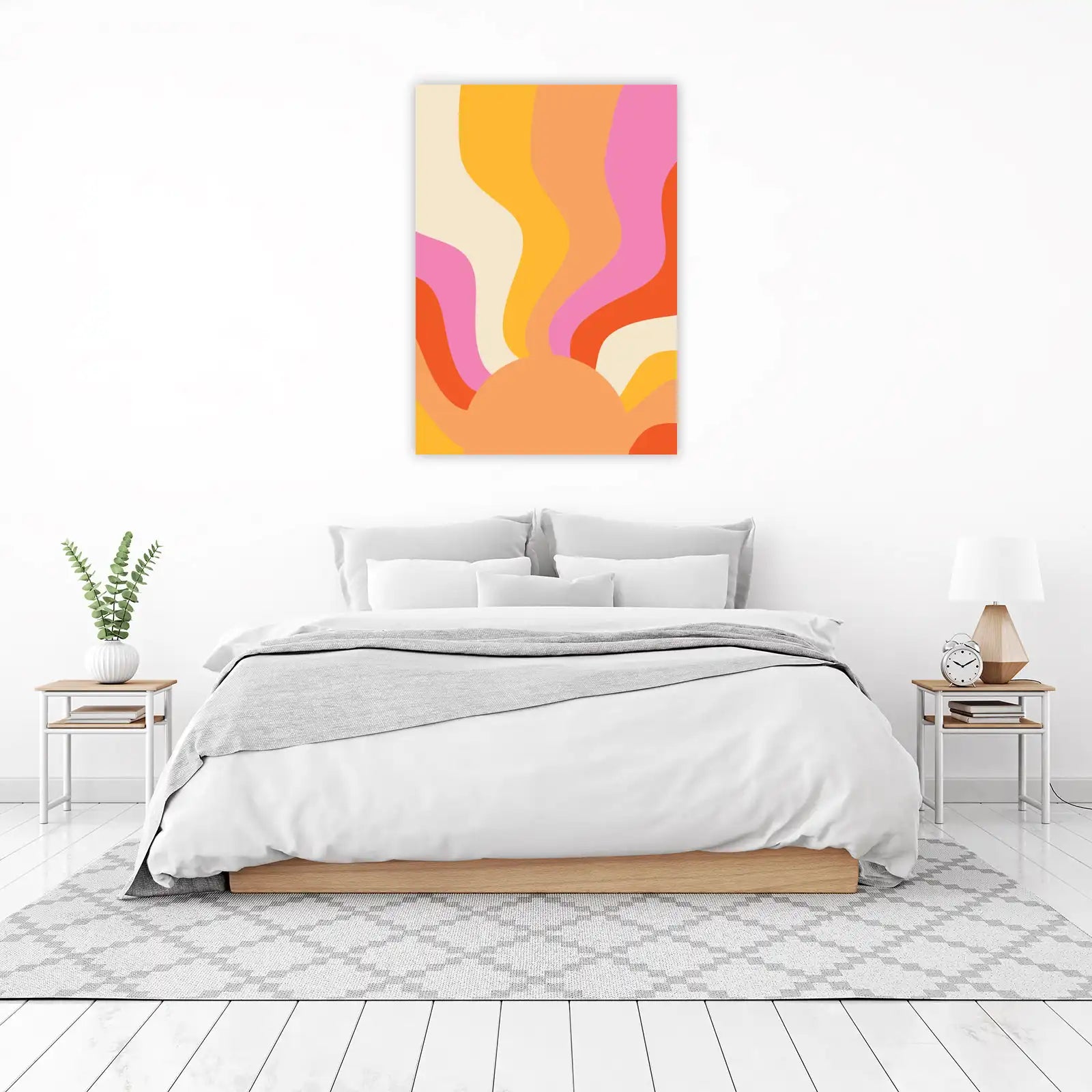 Retro Sunburst Swirls Abstract Wall Art