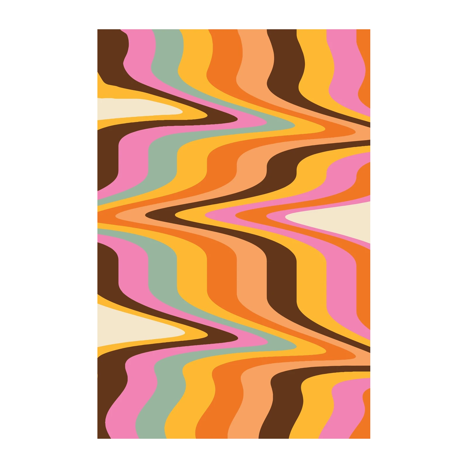 Retro Groovy Wavy Abstract Wall Art
