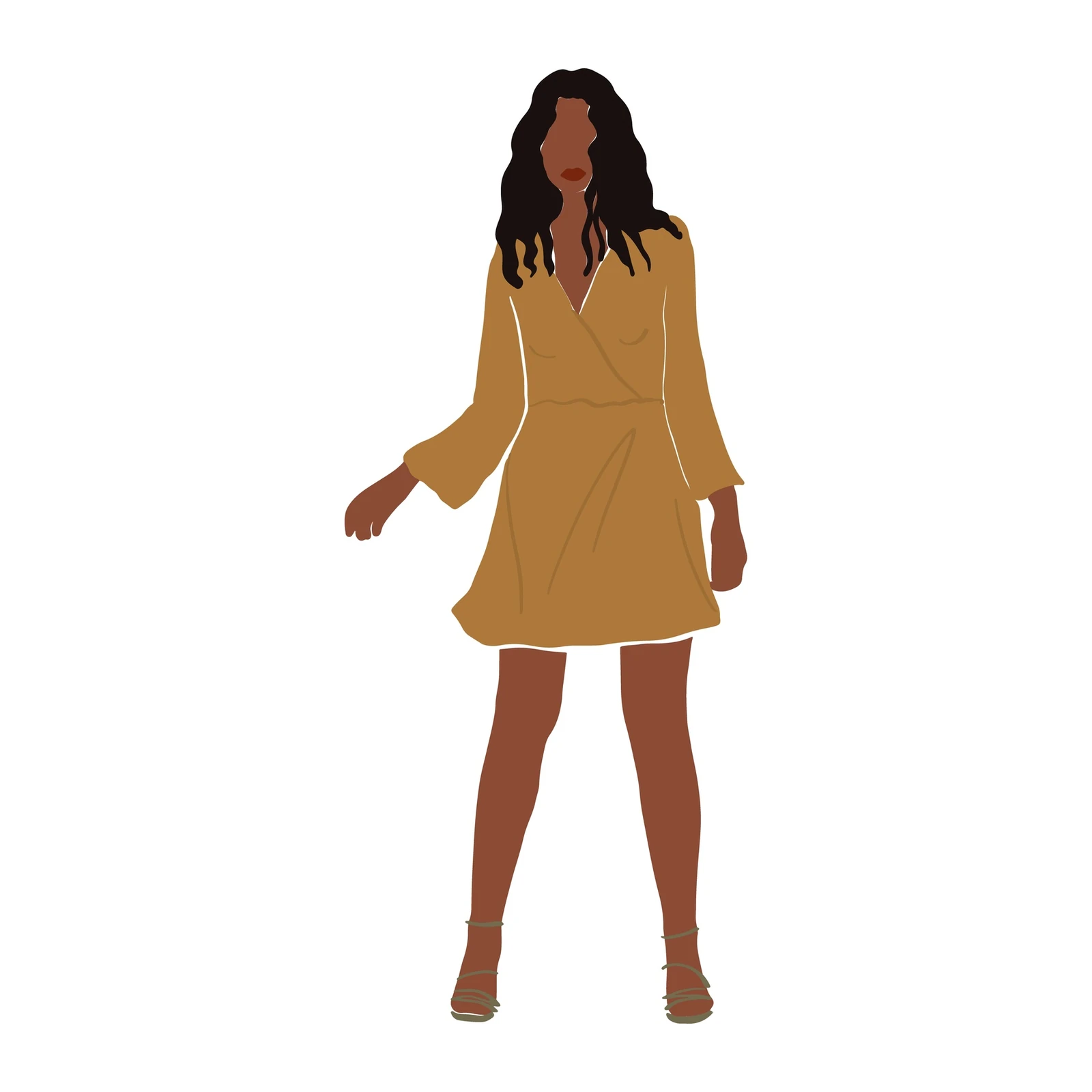 Elegant Woman Mustard Dress Wall Art