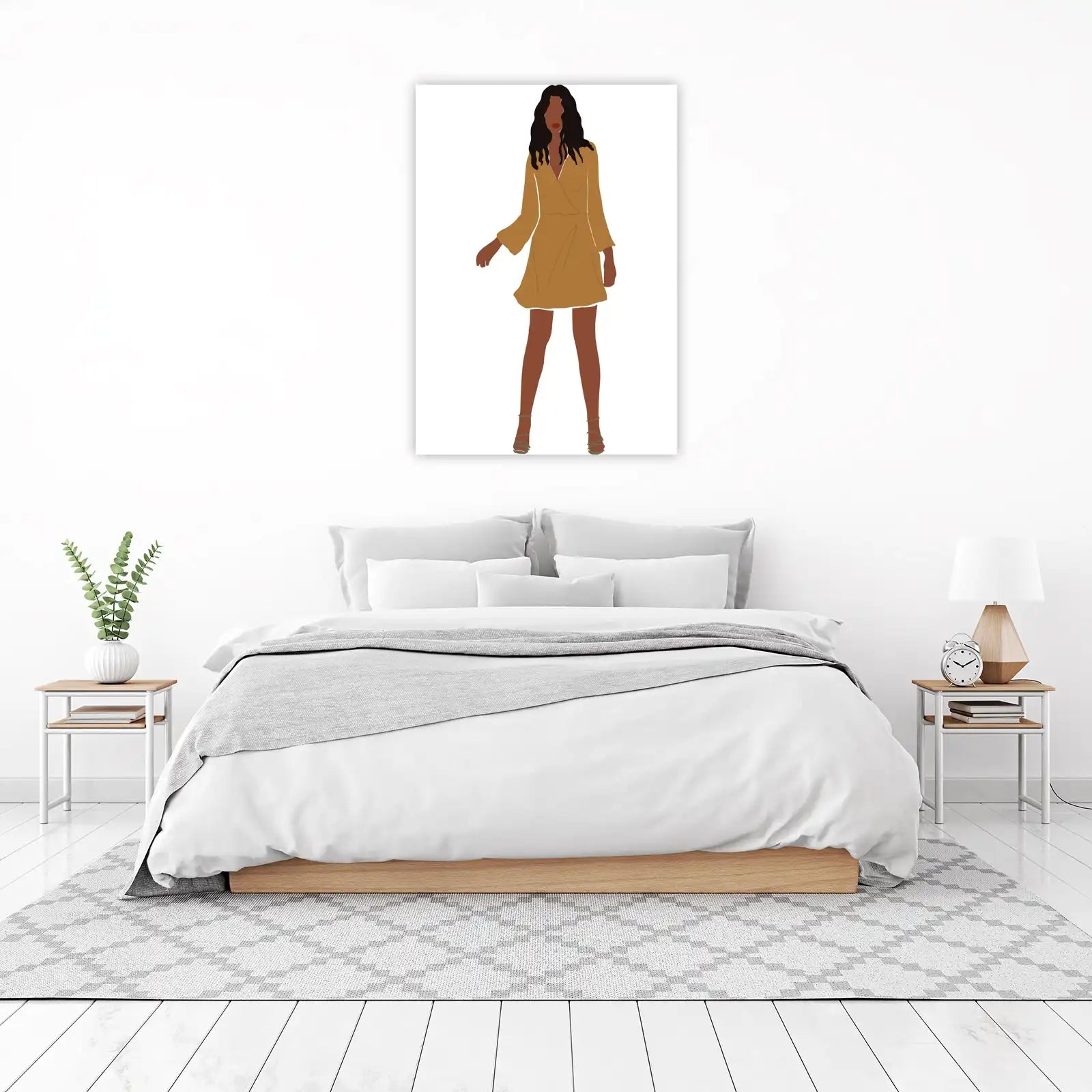 Elegant Woman Mustard Dress Wall Art