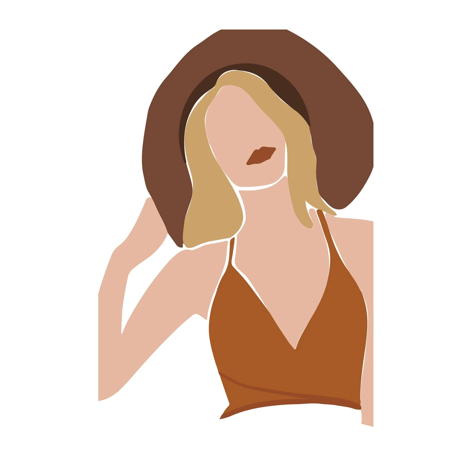 Boho Chic Woman Wide-Brim Hat Wall Art