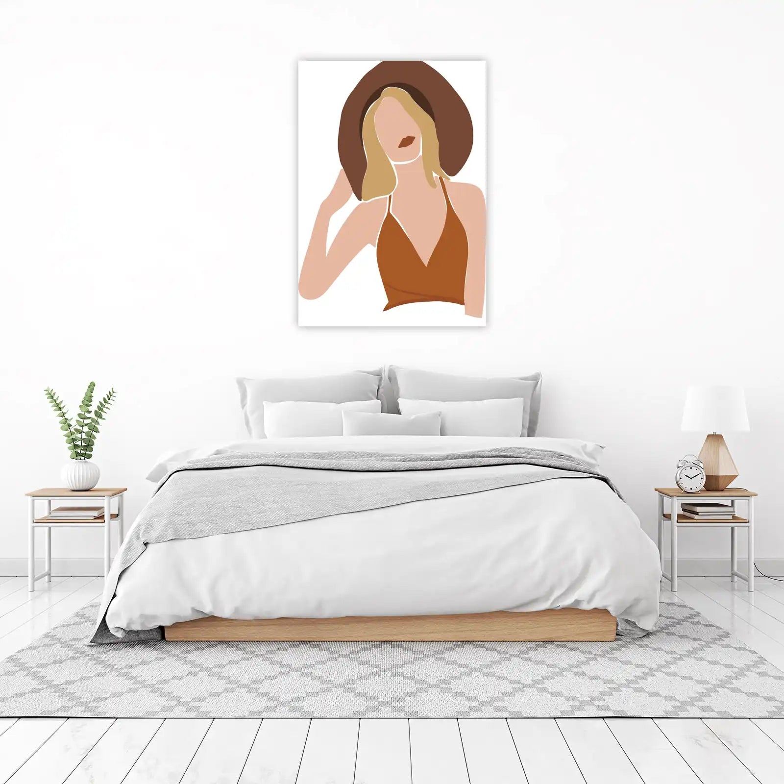 Boho Chic Woman Wide-Brim Hat Wall Art