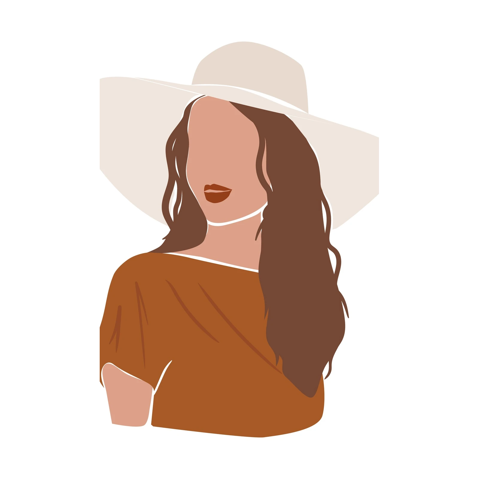 Boho Chic Woman Hat Wall Art Wall Art