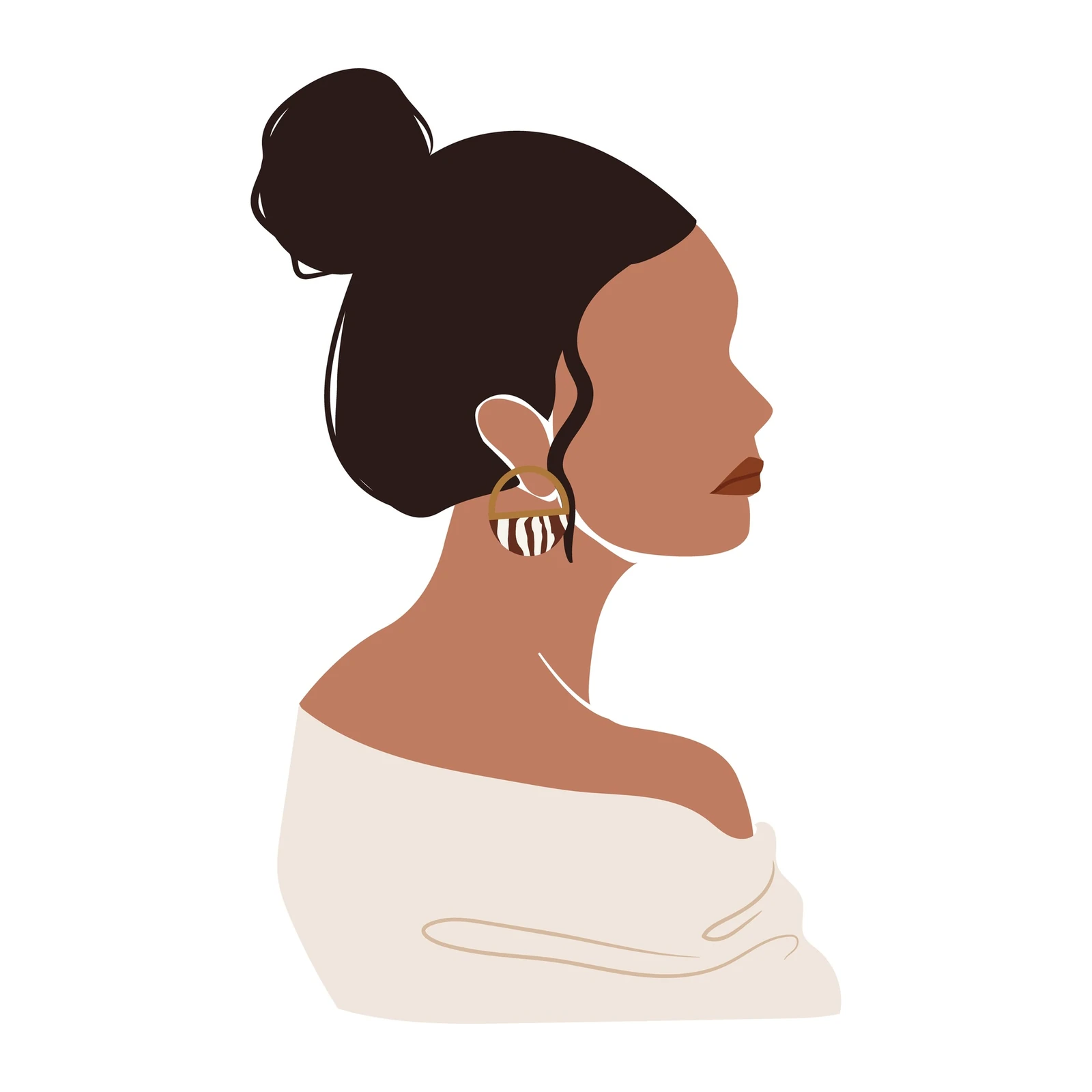 Boho Chic Abstract Woman Portrait Wall Art