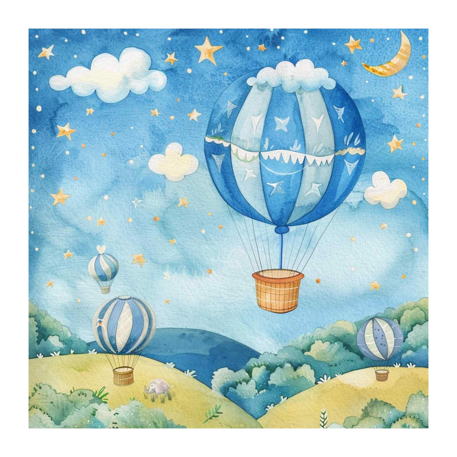 Whimsical Hot Air Balloon Sky Adventure Wall Art
