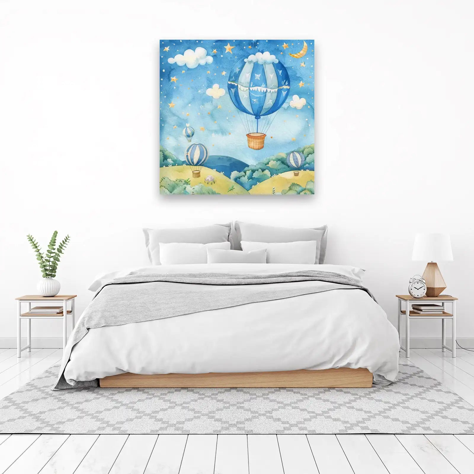 Whimsical Hot Air Balloon Sky Adventure Wall Art
