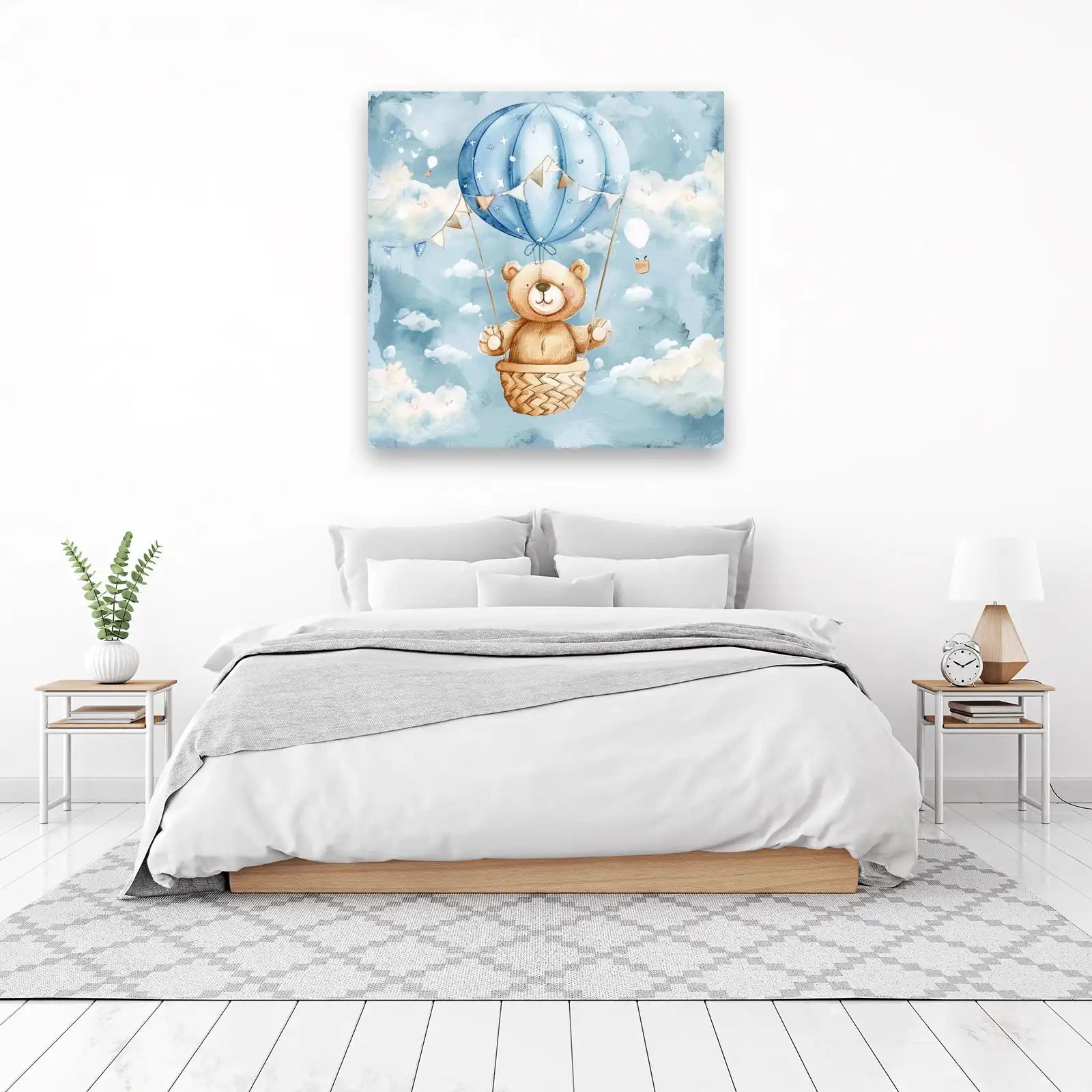 Adorable Teddy Bear Hot Air Balloon Wall Art