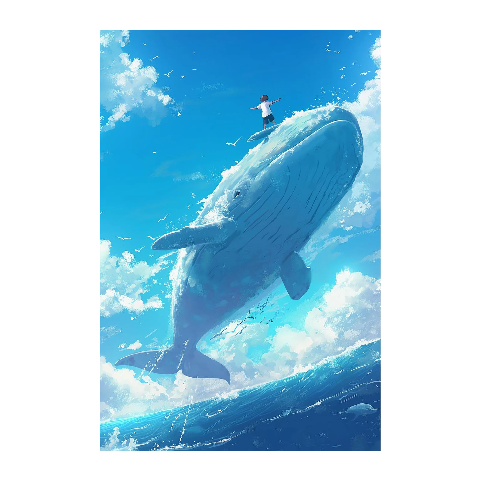 Whimsical Whale Rider Wall Art