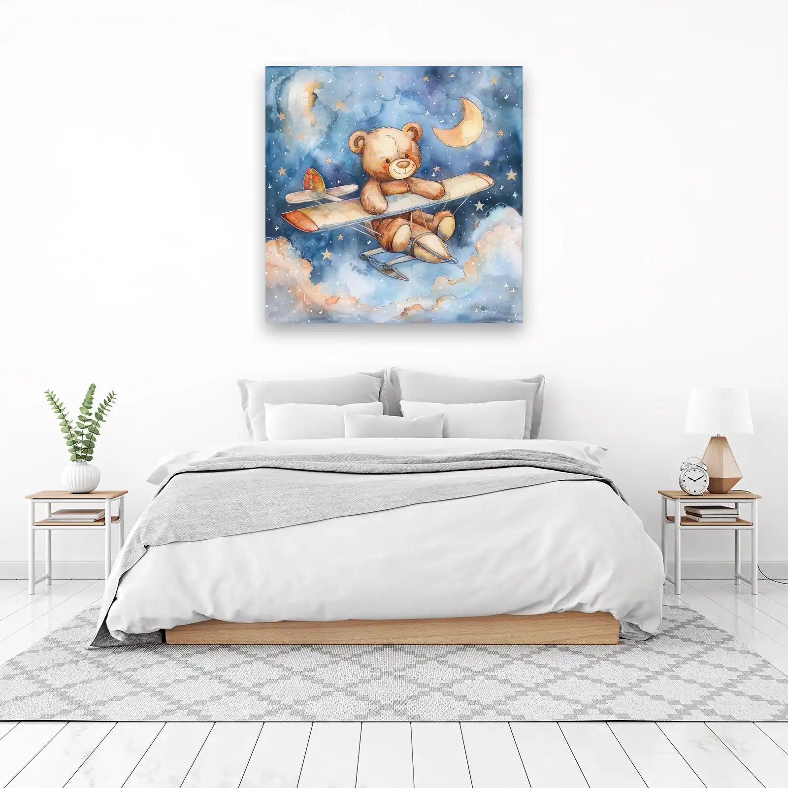 Dreamy Bear Pilot Watercolor Wall Art