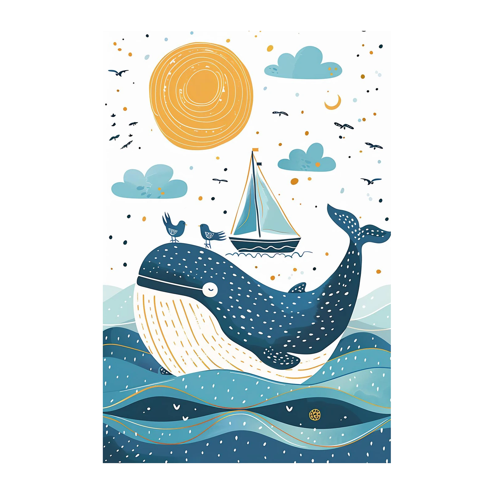 Whale & Sailboat Coastal Dream Wall Art