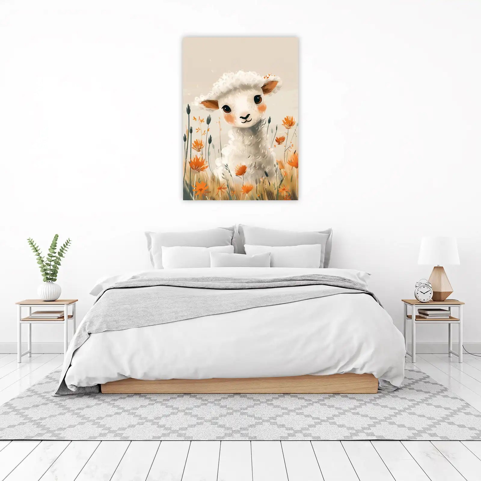 Cute Fluffy Lamb Meadow Wall Art