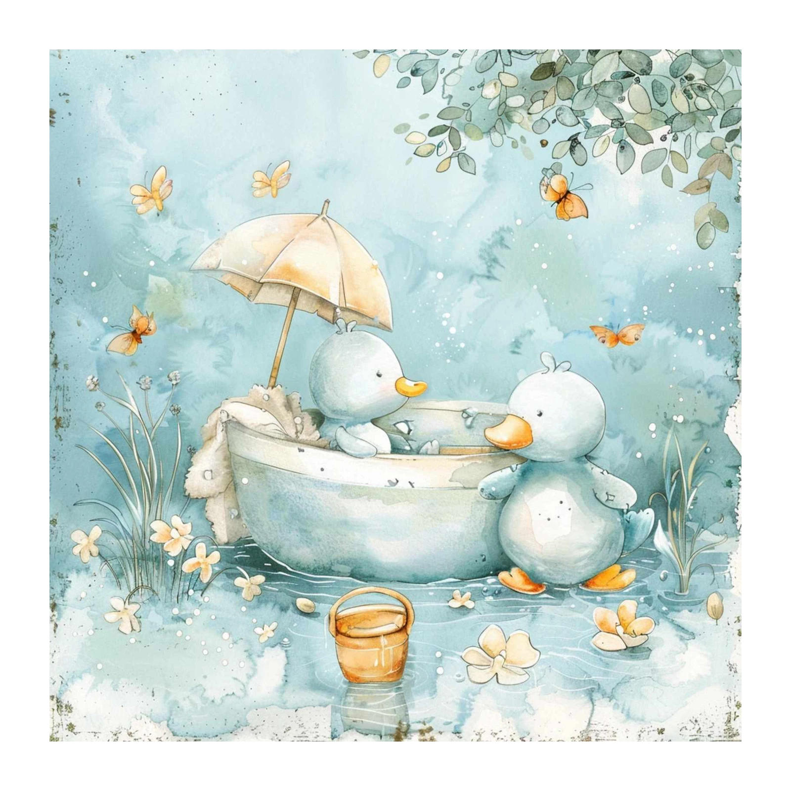 Charming Ducklings in Boat Wall Art
