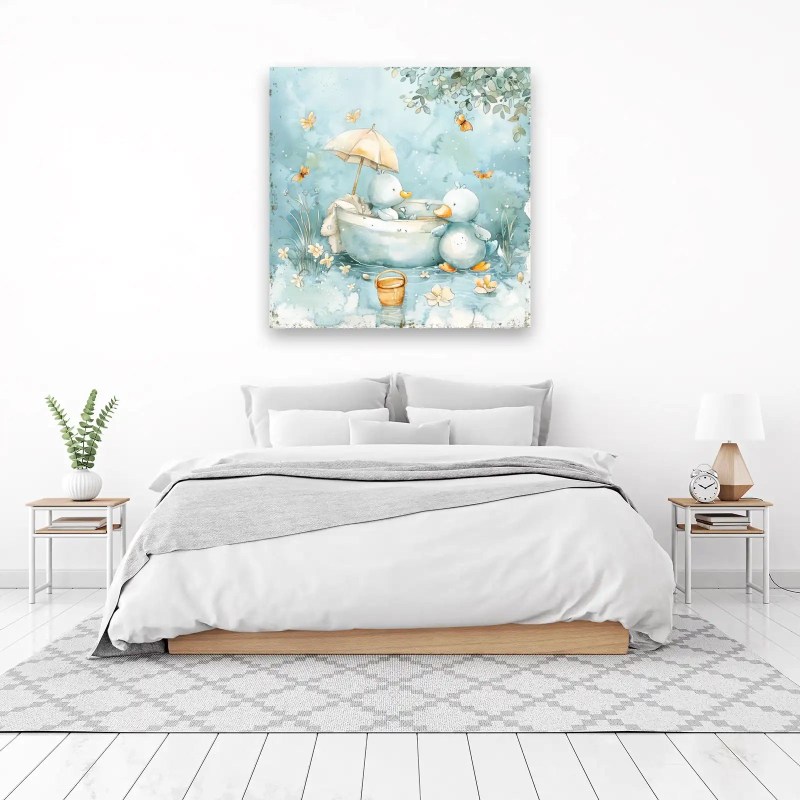 Charming Ducklings in Boat Wall Art