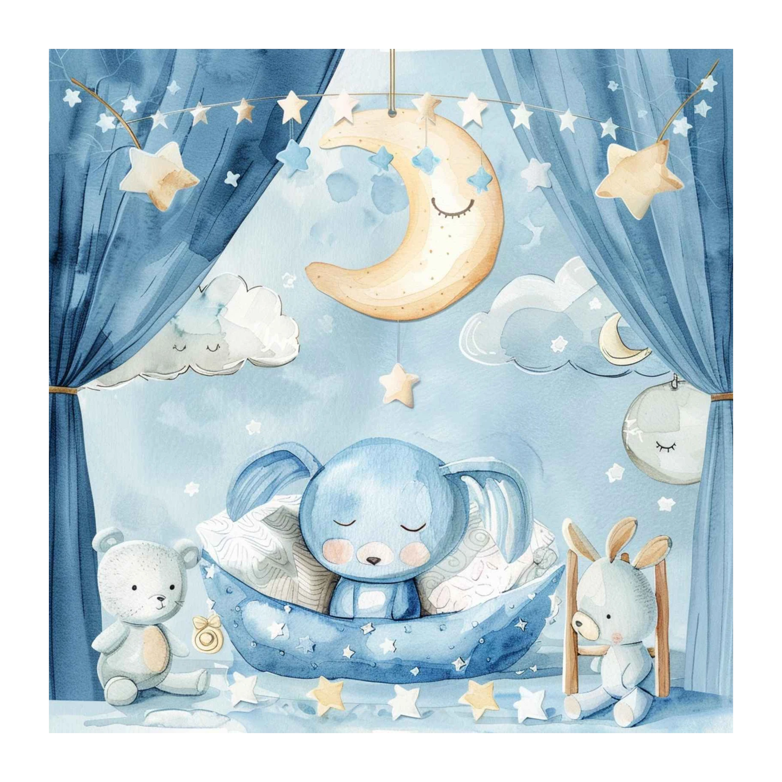Sweet Dreams Blue Bunny Nursery Art Wall Art