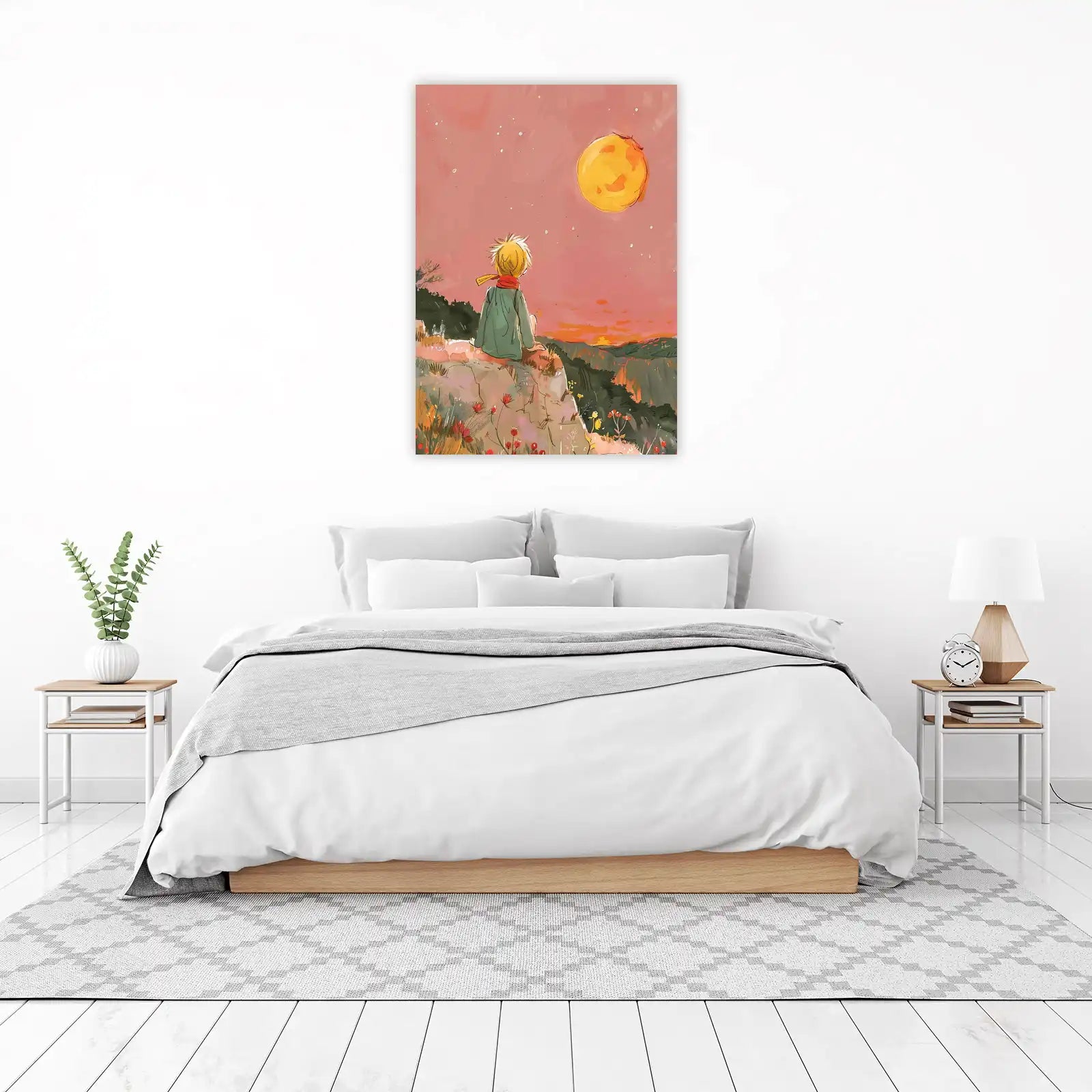 Whimsical Little Prince & Moon Wall Art
