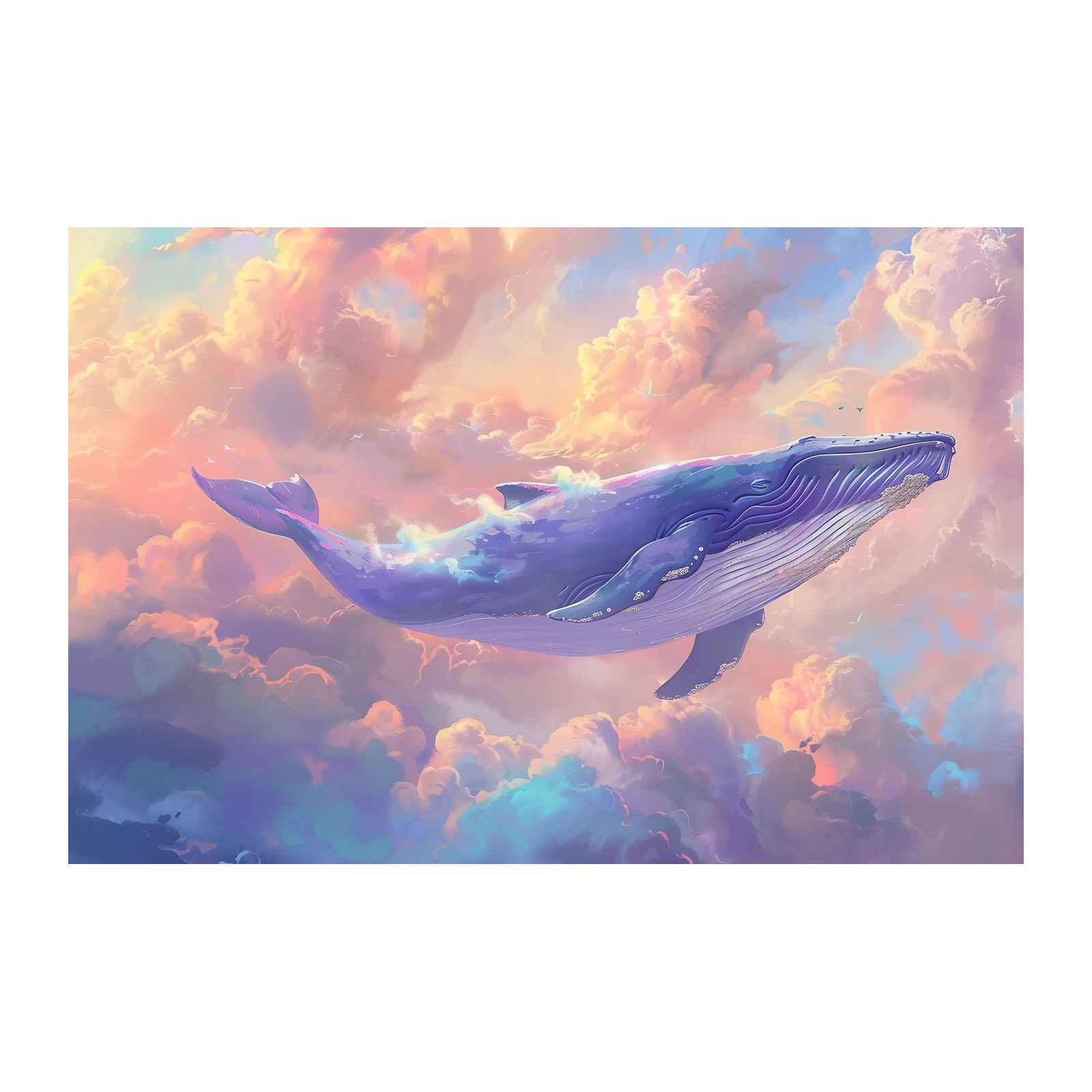 Dreamy Flying Whale Sky Wall Art