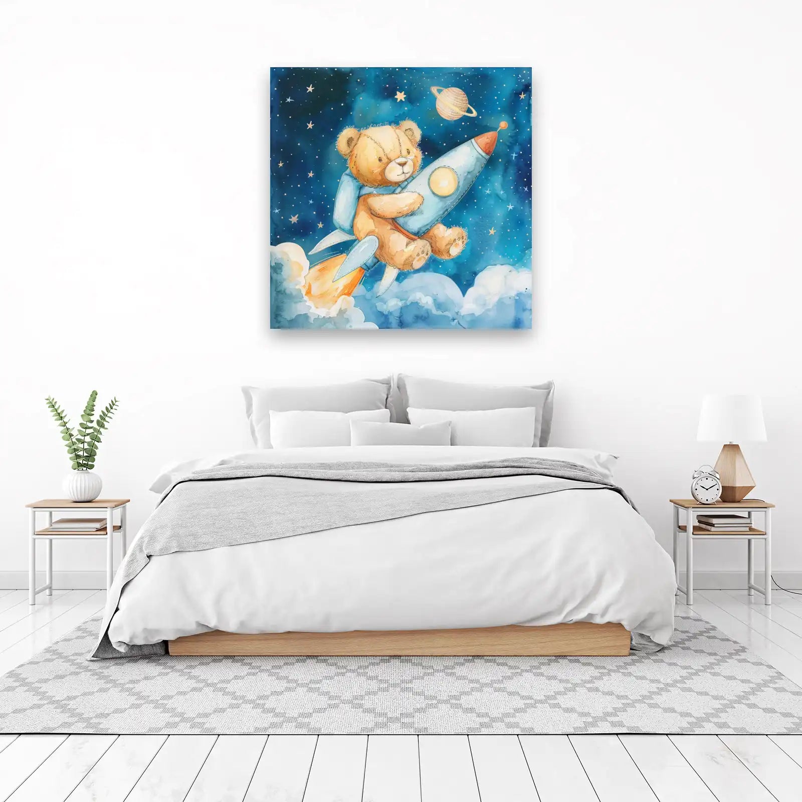 Astronaut Teddy Bear Rocket Adventure Wall Art