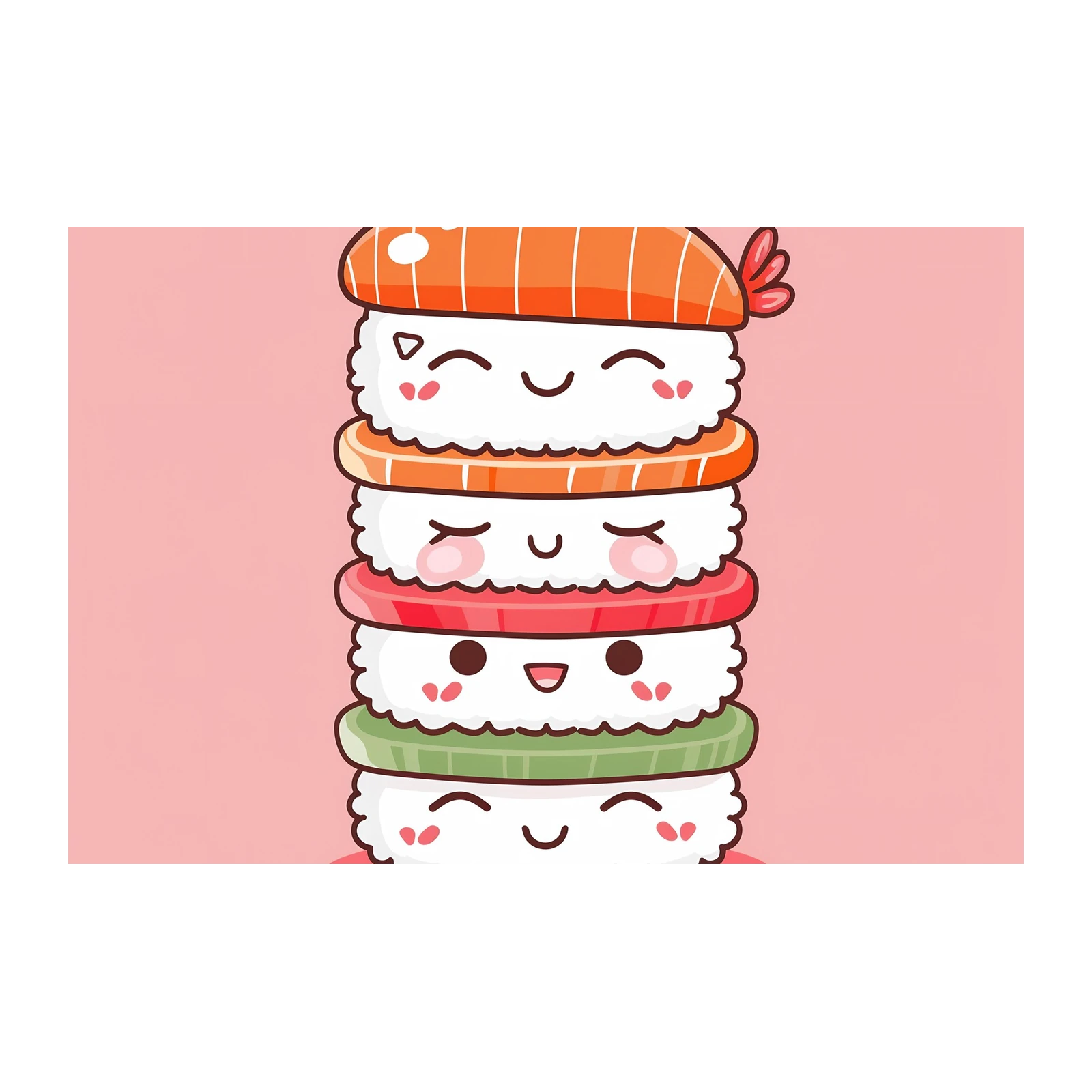 Kawaii Sushi Stack Cute Foodie Wall Art Wall Art