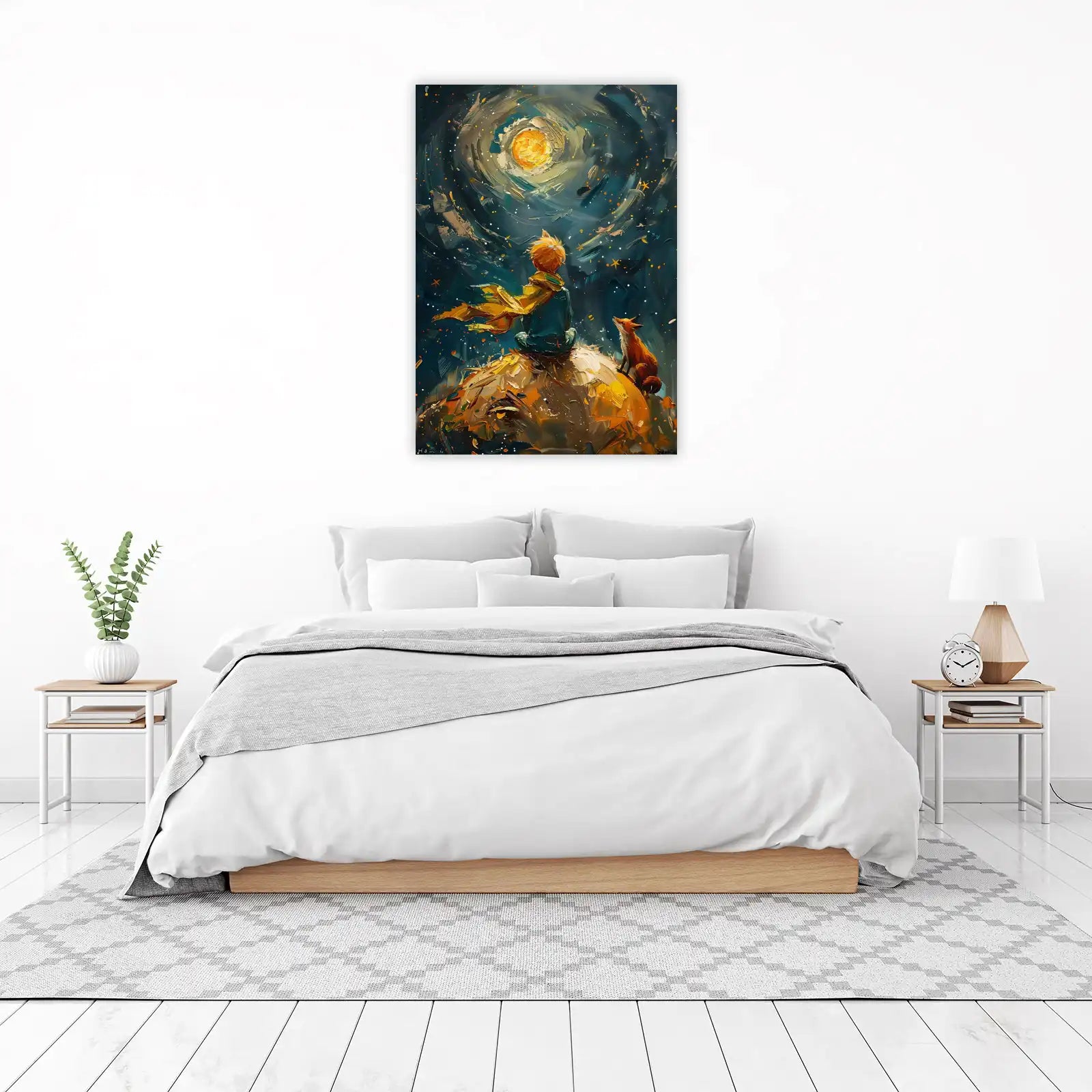 The Little Prince & Fox Starry Night Wall Art