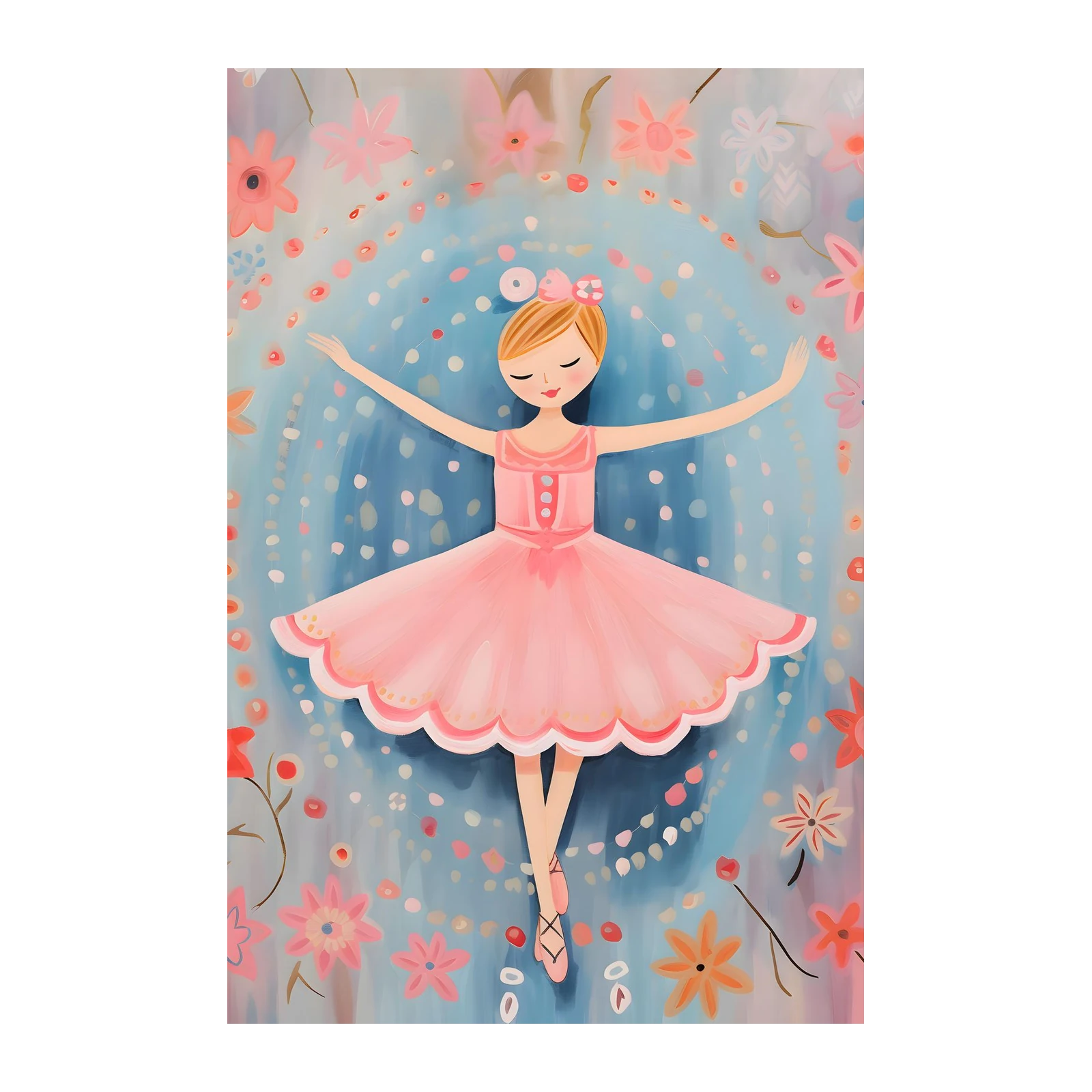Dreamy Ballerina Floral Bliss Wall Art