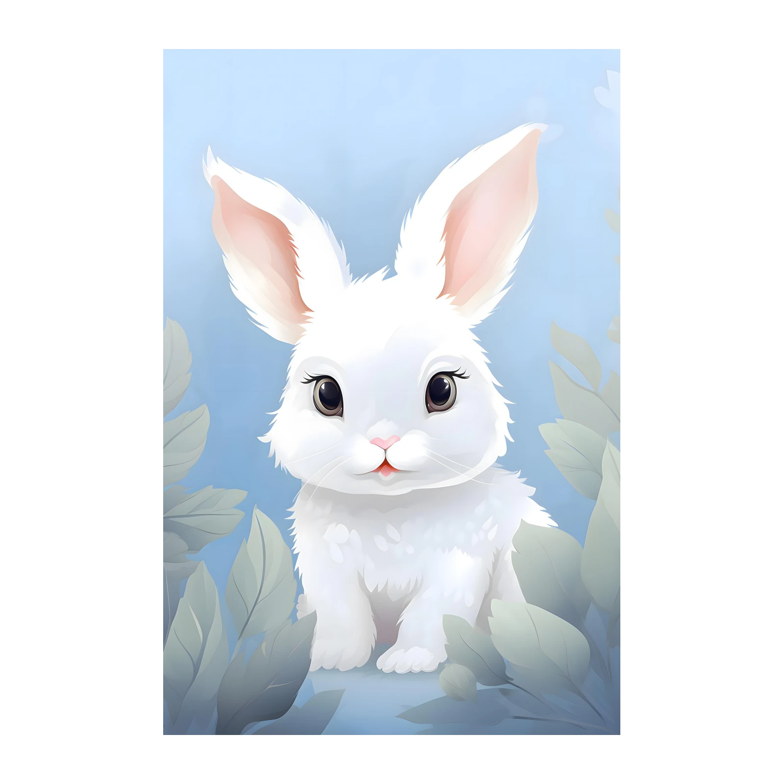 Adorable White Bunny Cute Animal Wall Art