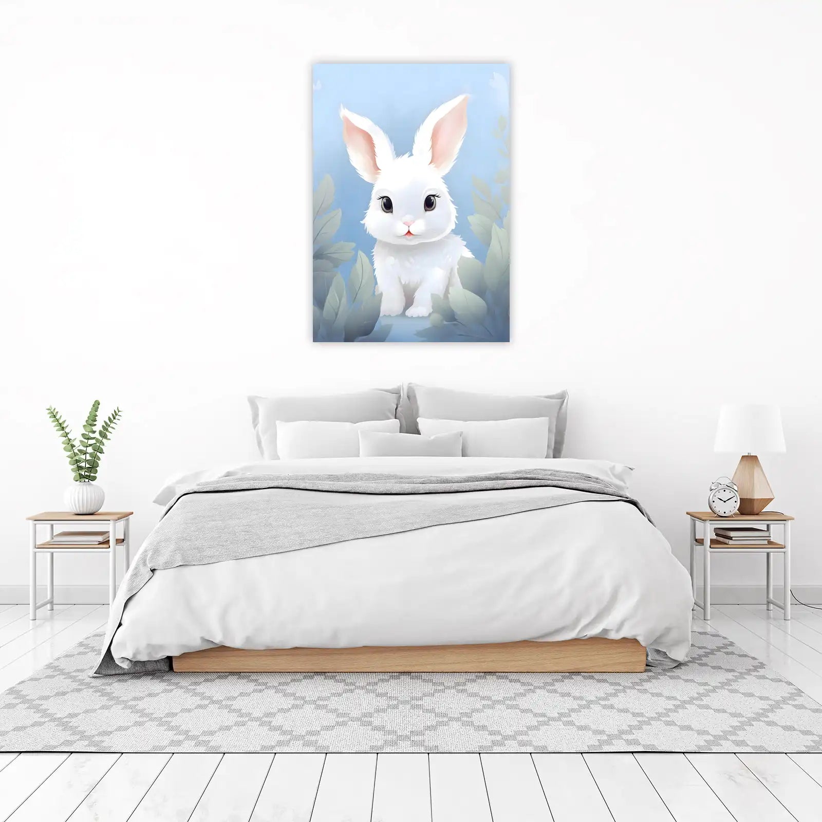 Adorable White Bunny Cute Animal Wall Art