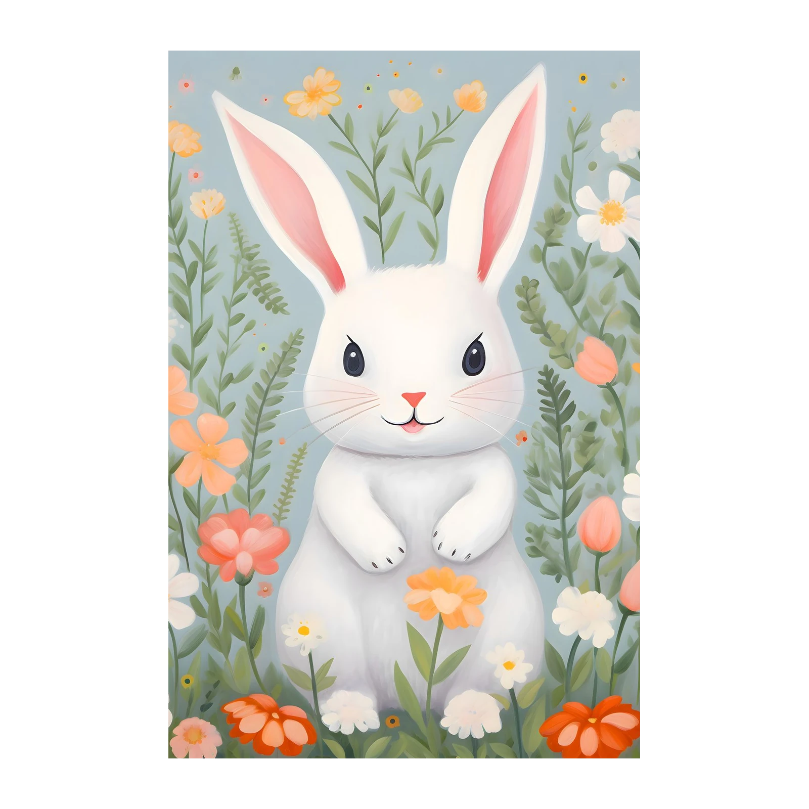 Cute Bunny in Flower Garden Wall Art