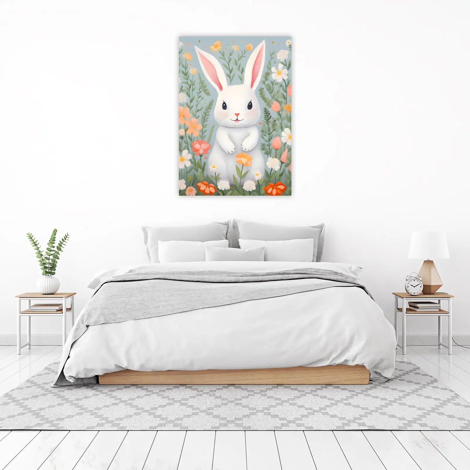 Cute Bunny in Flower Garden Wall Art