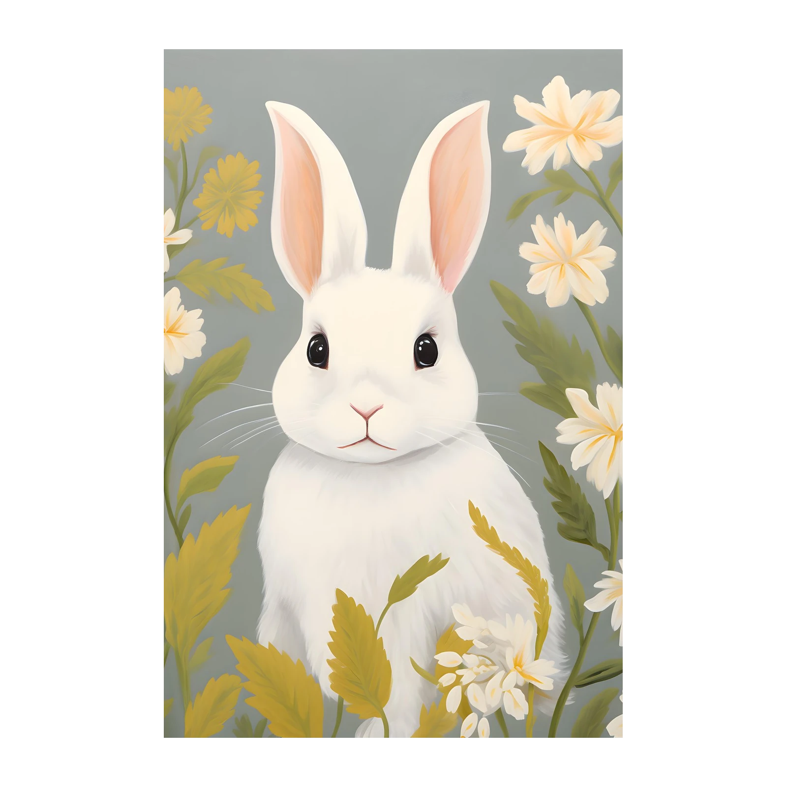 Enchanting Bunny Floral Meadow Wall Art