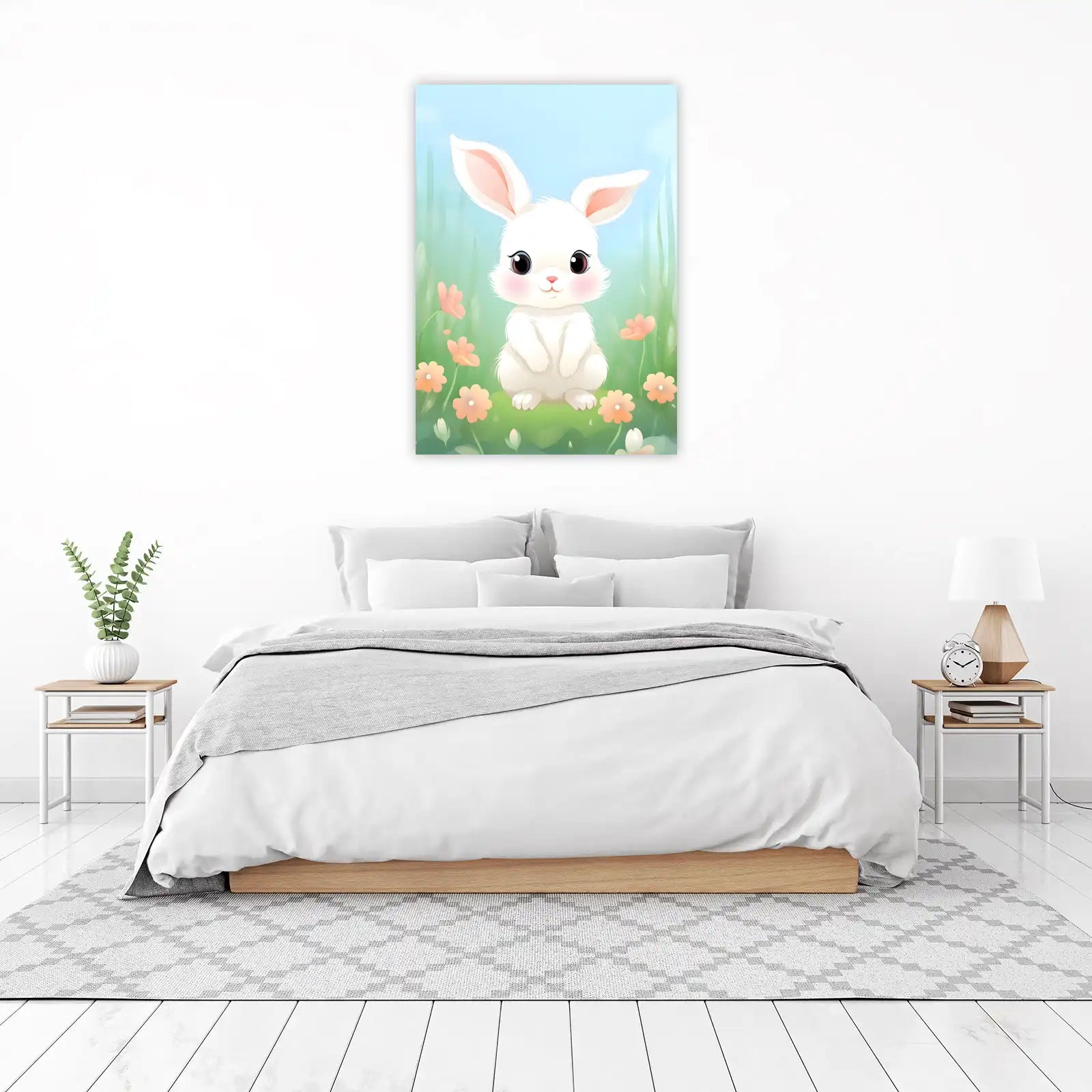 Adorable Fluffy Bunny Spring Meadow Wall Art