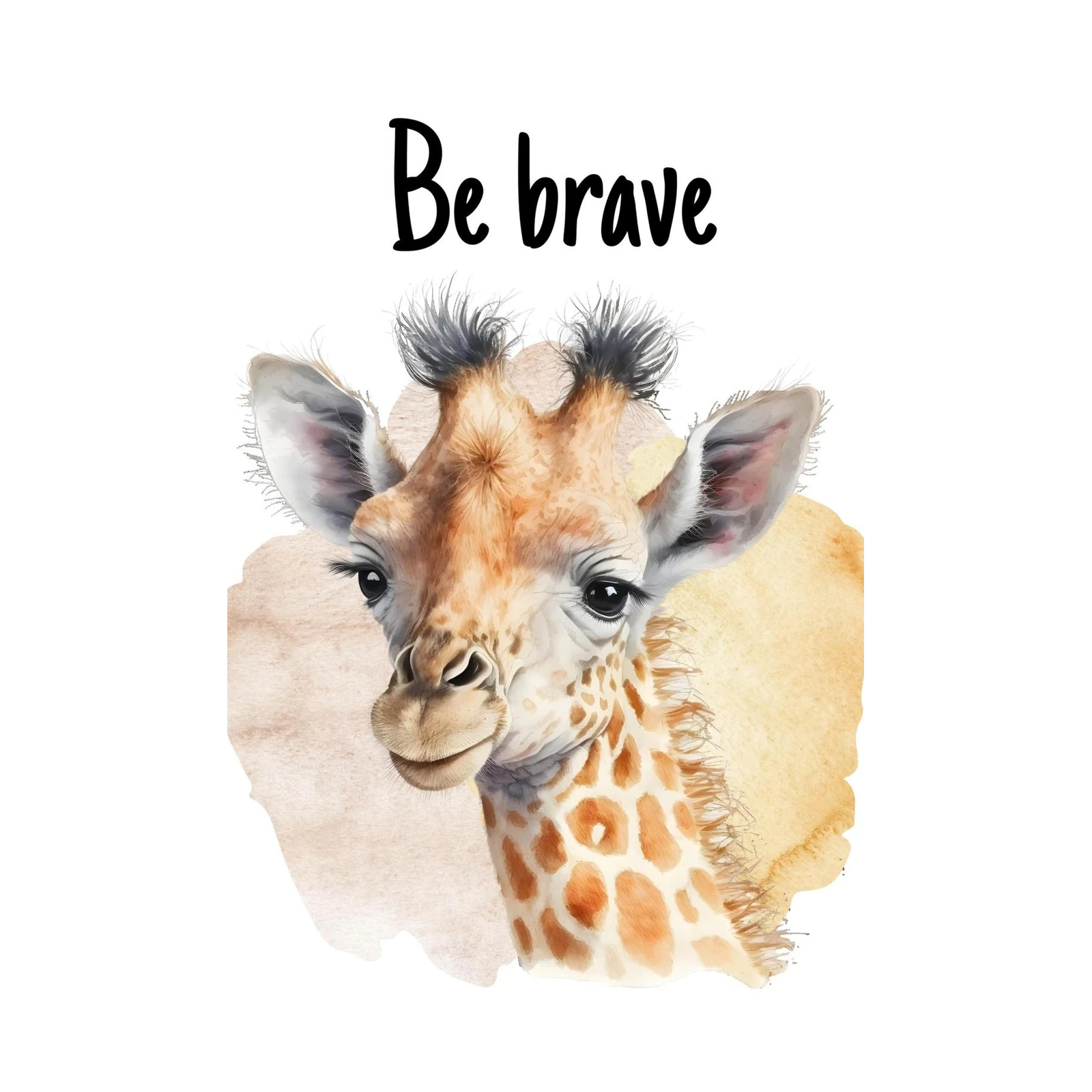 Be Brave Giraffe Watercolor Wall Art for Kids' Room