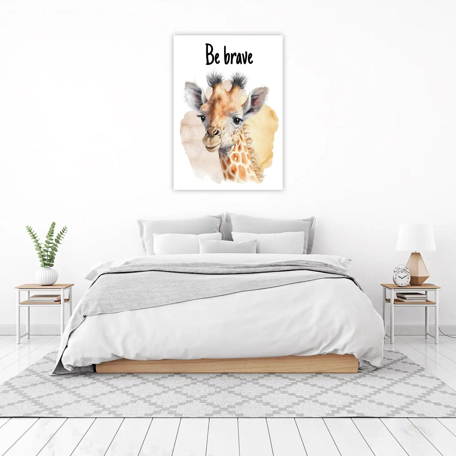 Be Brave Giraffe Watercolor Wall Art for Kids' Room
