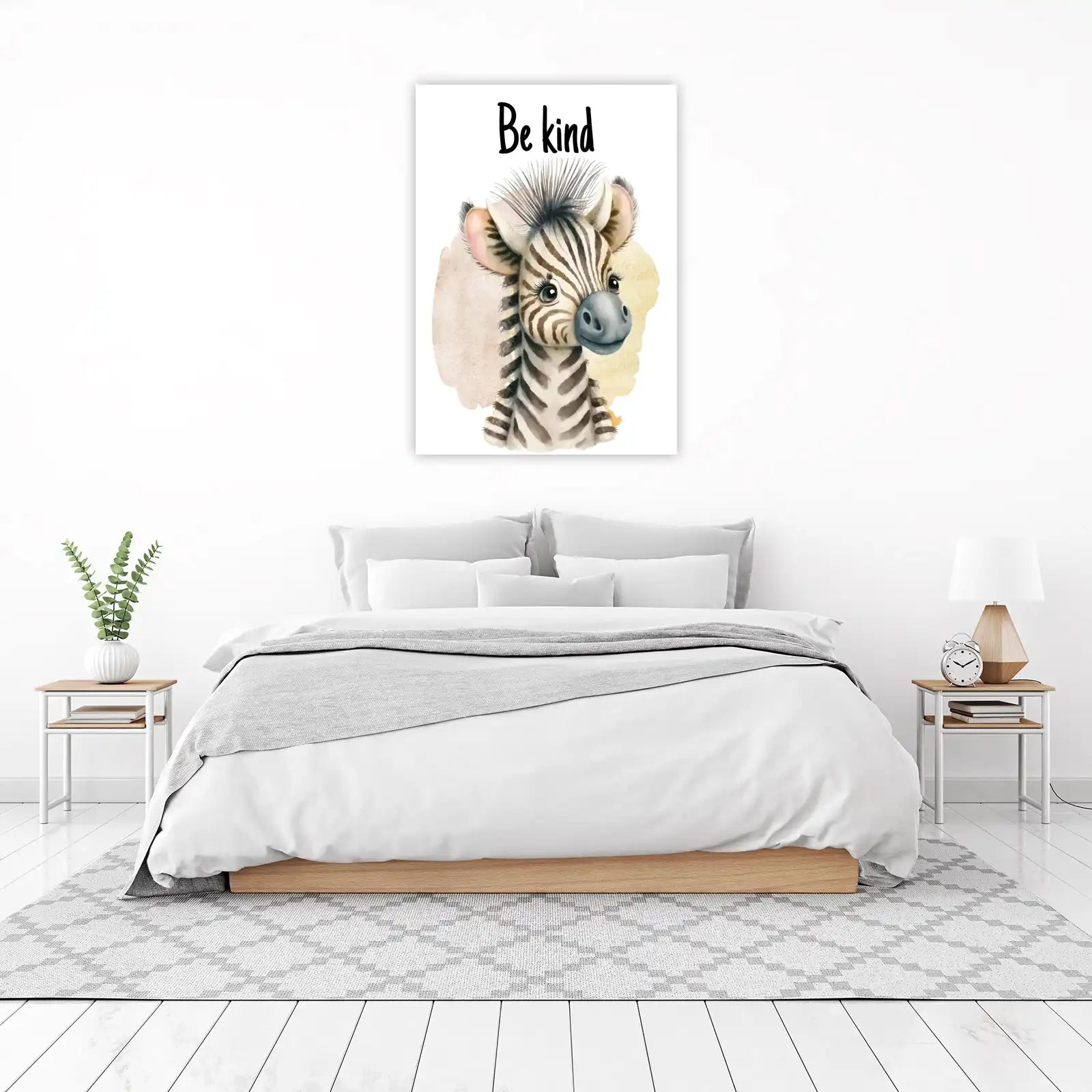 Cute Be Kind Zebra Nursery Wall Art