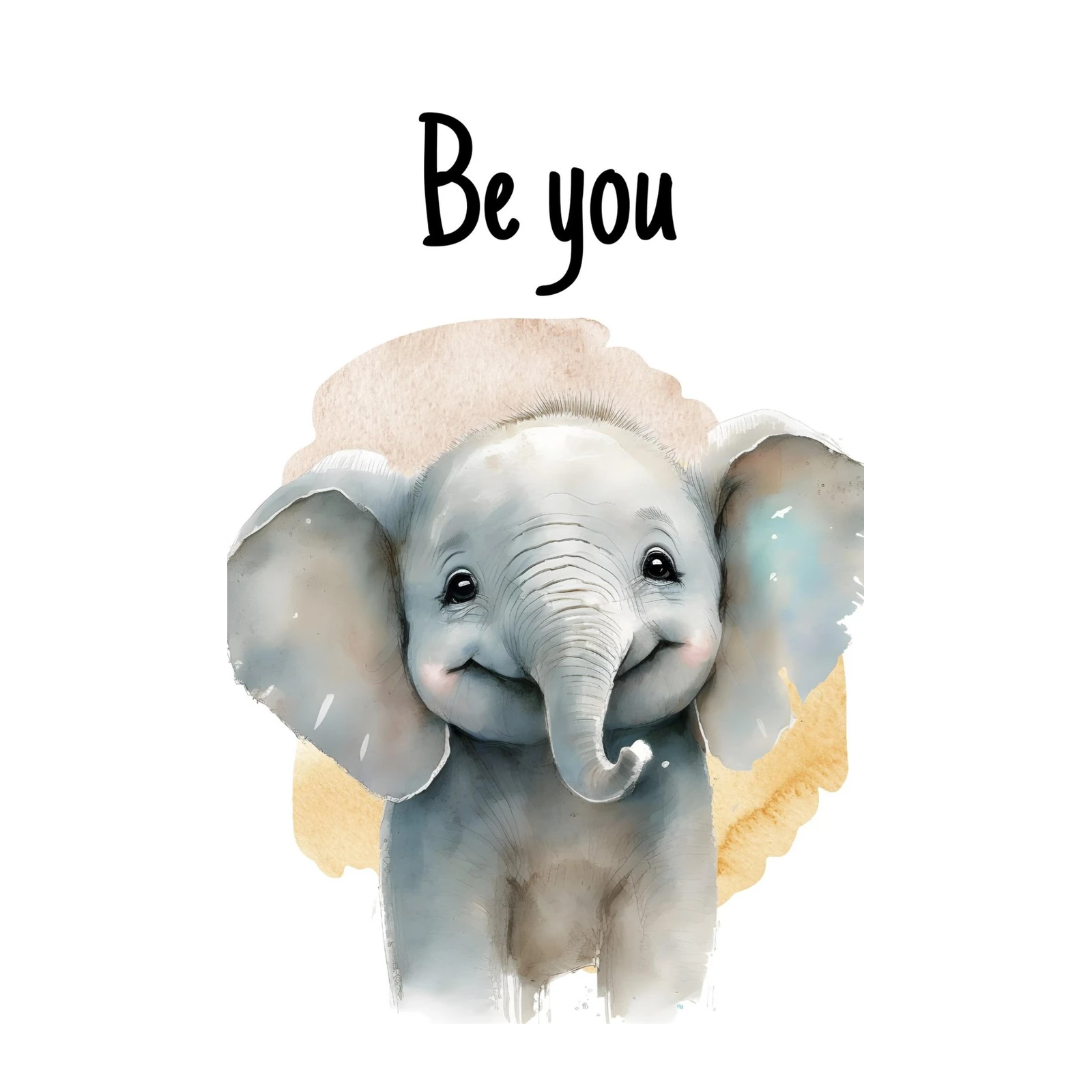 Adorable Baby Elephant "Be You" Watercolor Wall Art