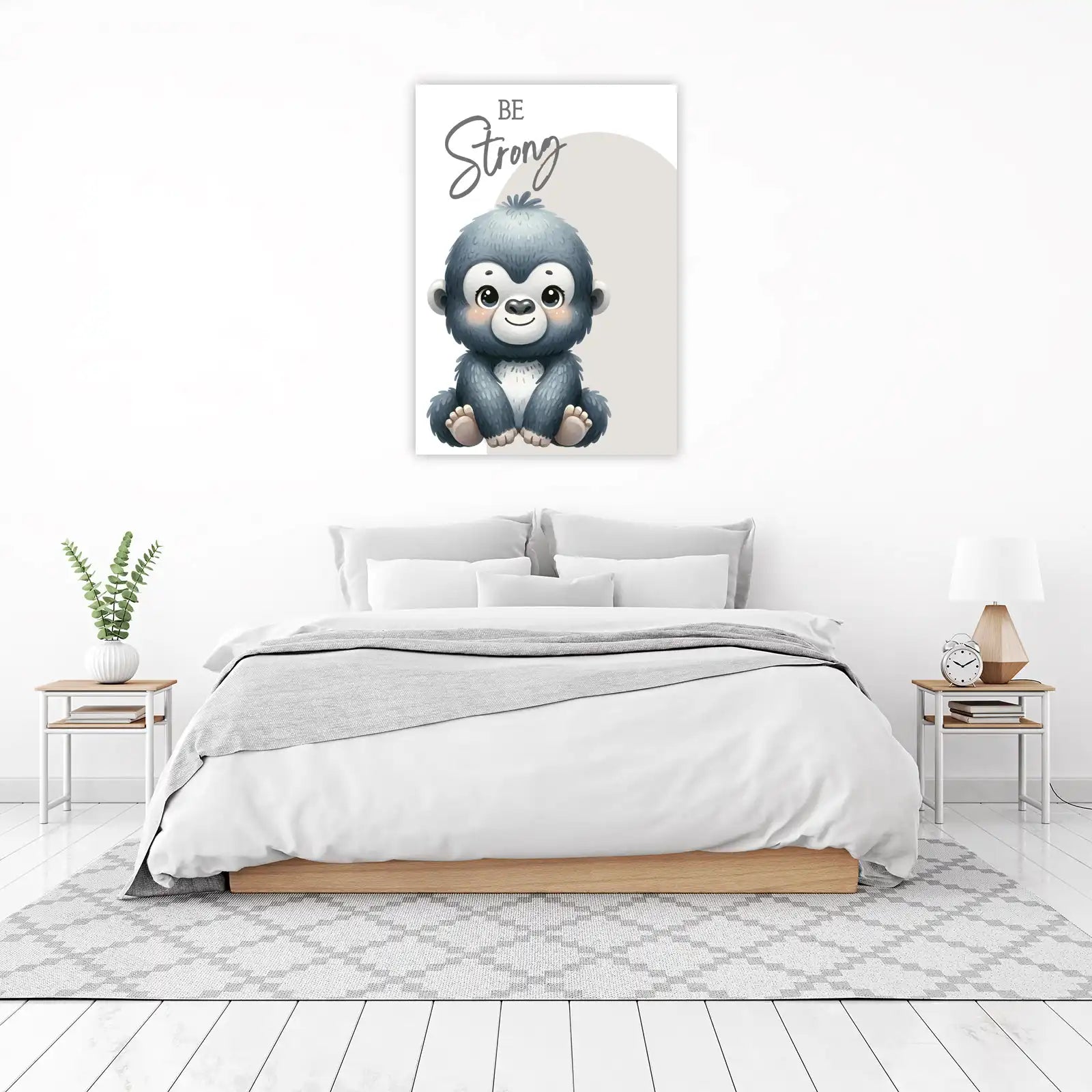 Cute Baby Gorilla 'Be Strong' Quote Wall Art