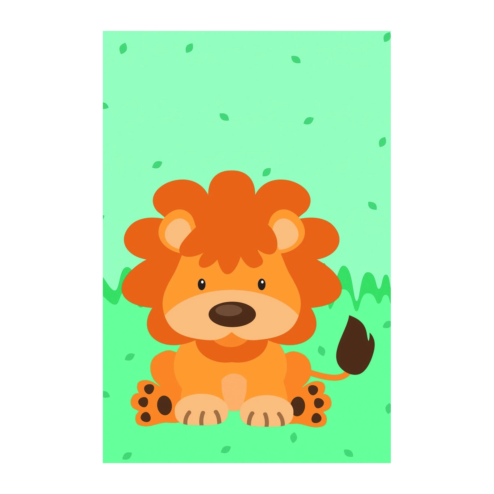 Cute Sitting Lion Jungle Vibes Wall Art