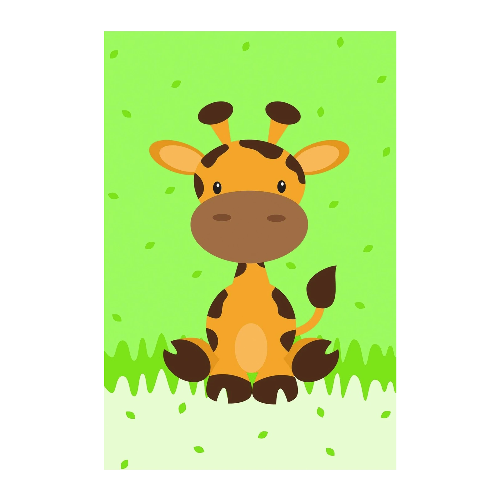 Adorable Sitting Giraffe Safari Nursery Wall Art
