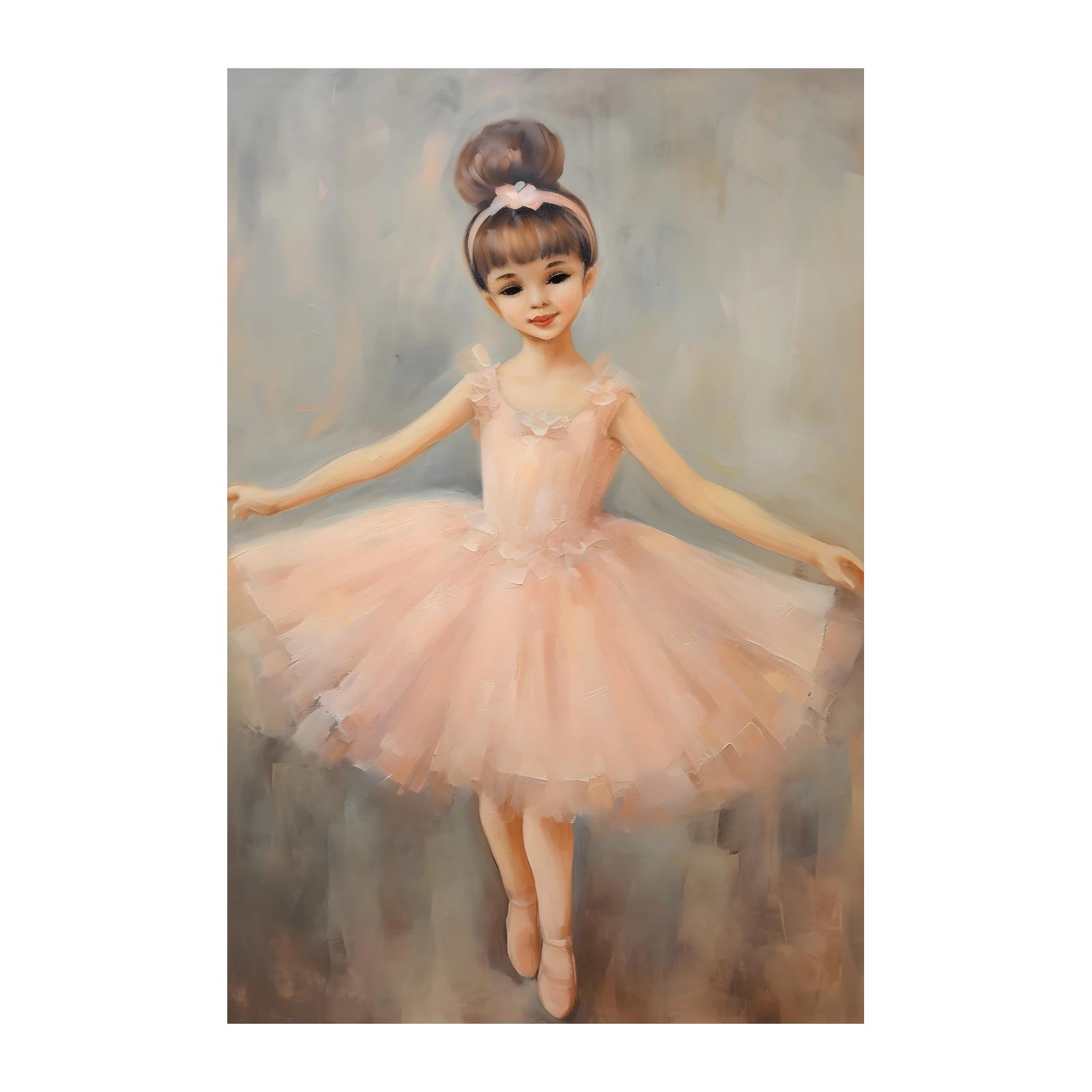 Enchanting Ballerina Girl Peach Tutu Wall Art