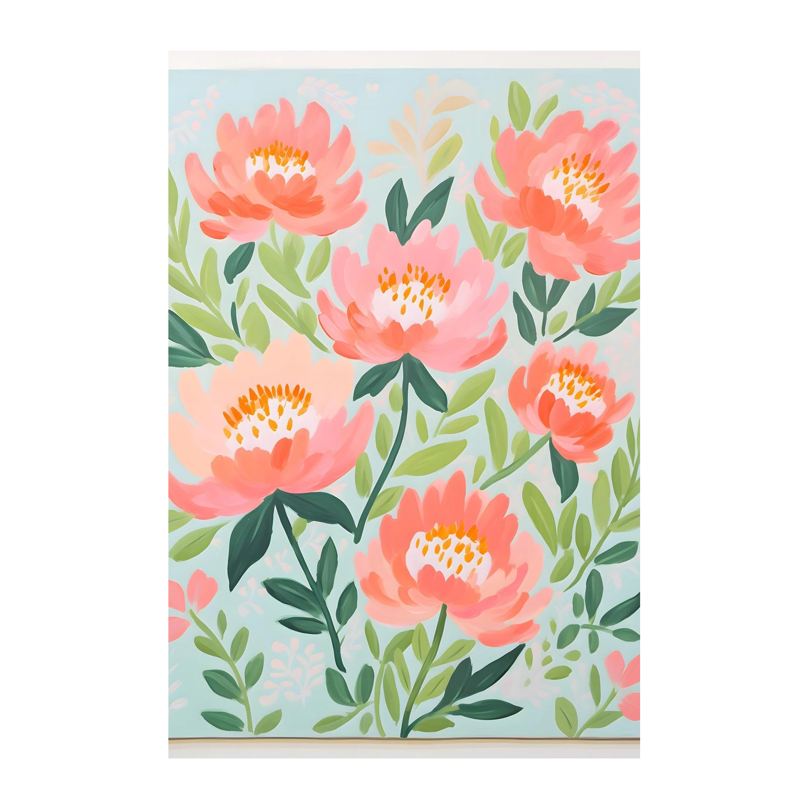 Coral Peony Bloom Wall Art