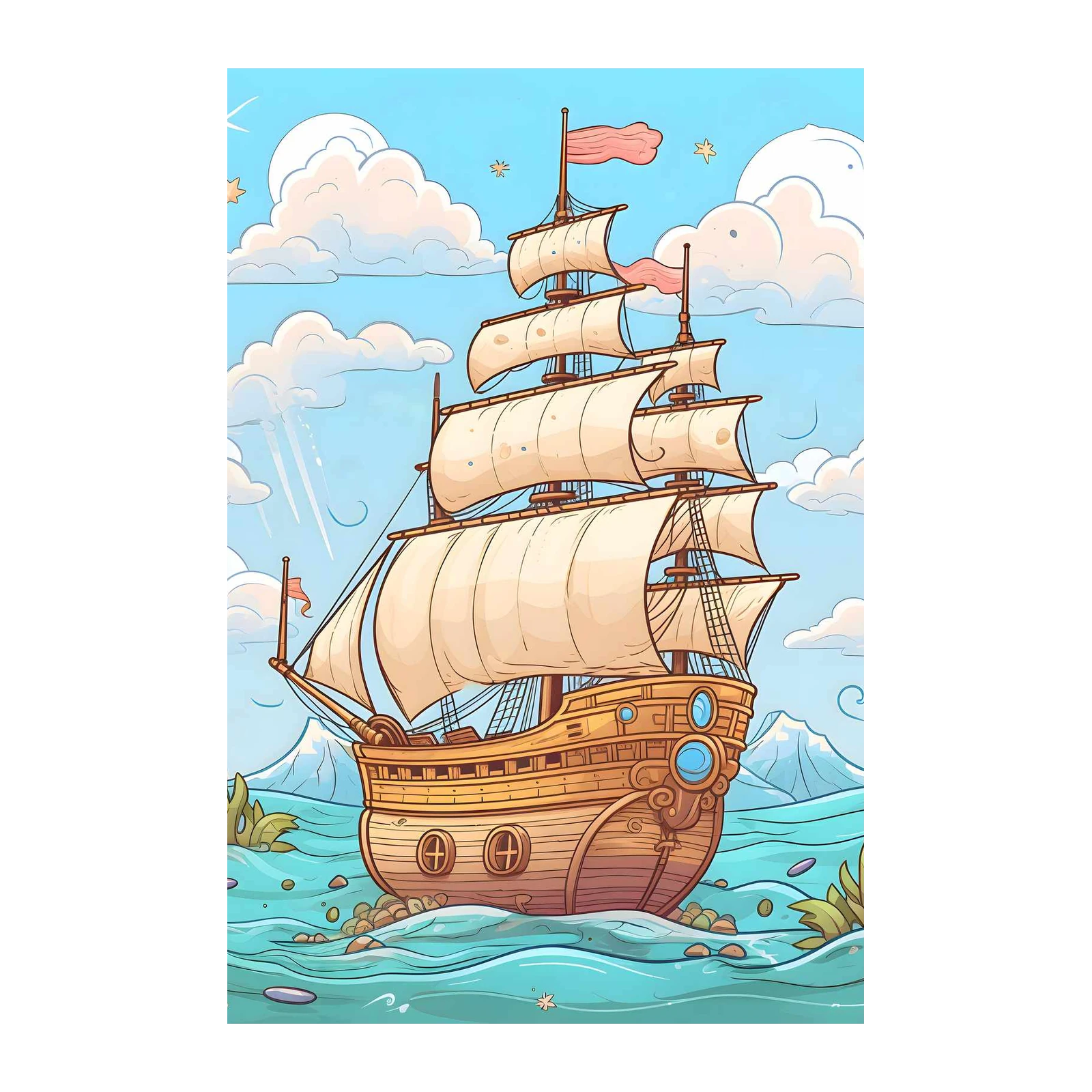 Vintage Sailing Ship Adventure Wall Art