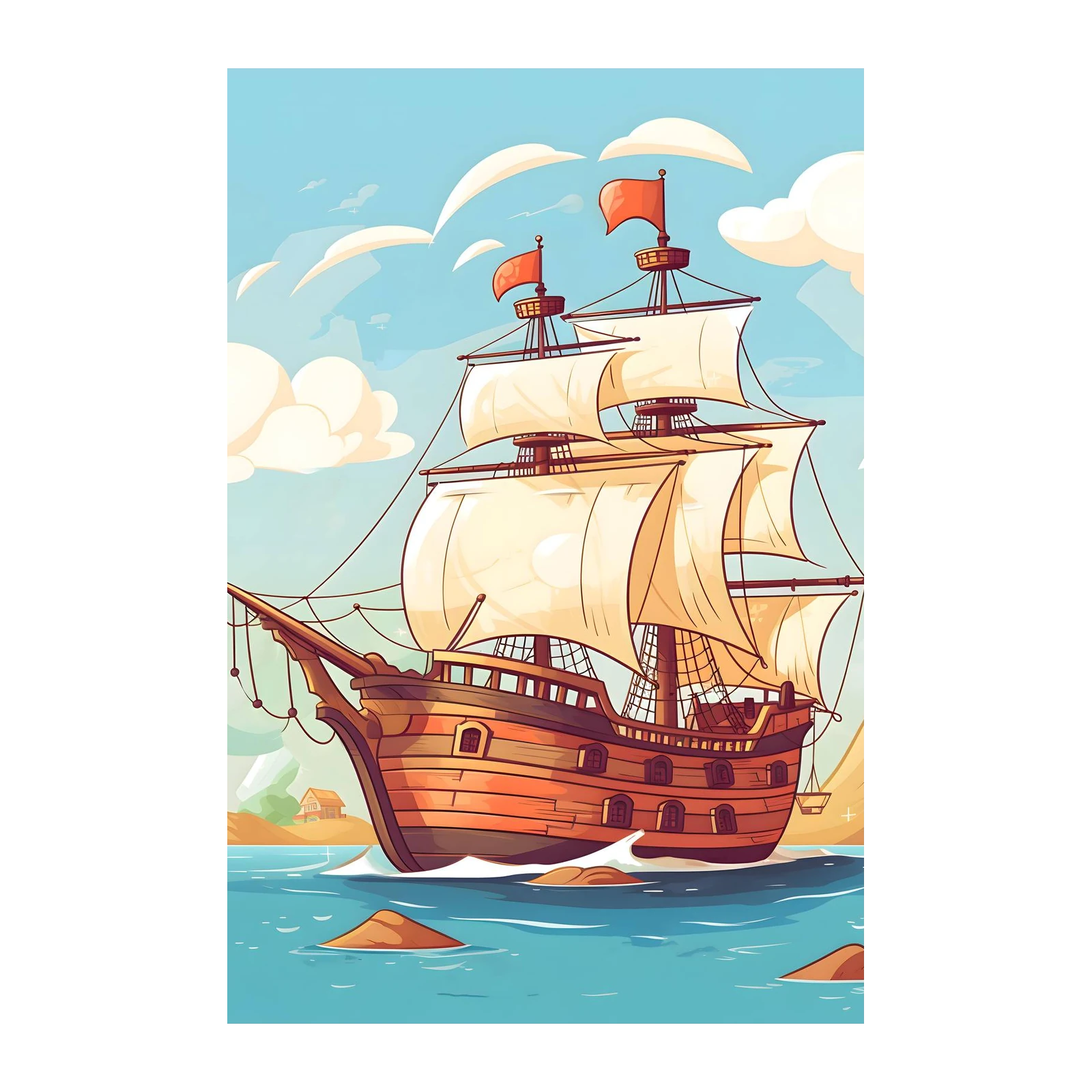 Vintage Sailing Ship Adventure Wall Art