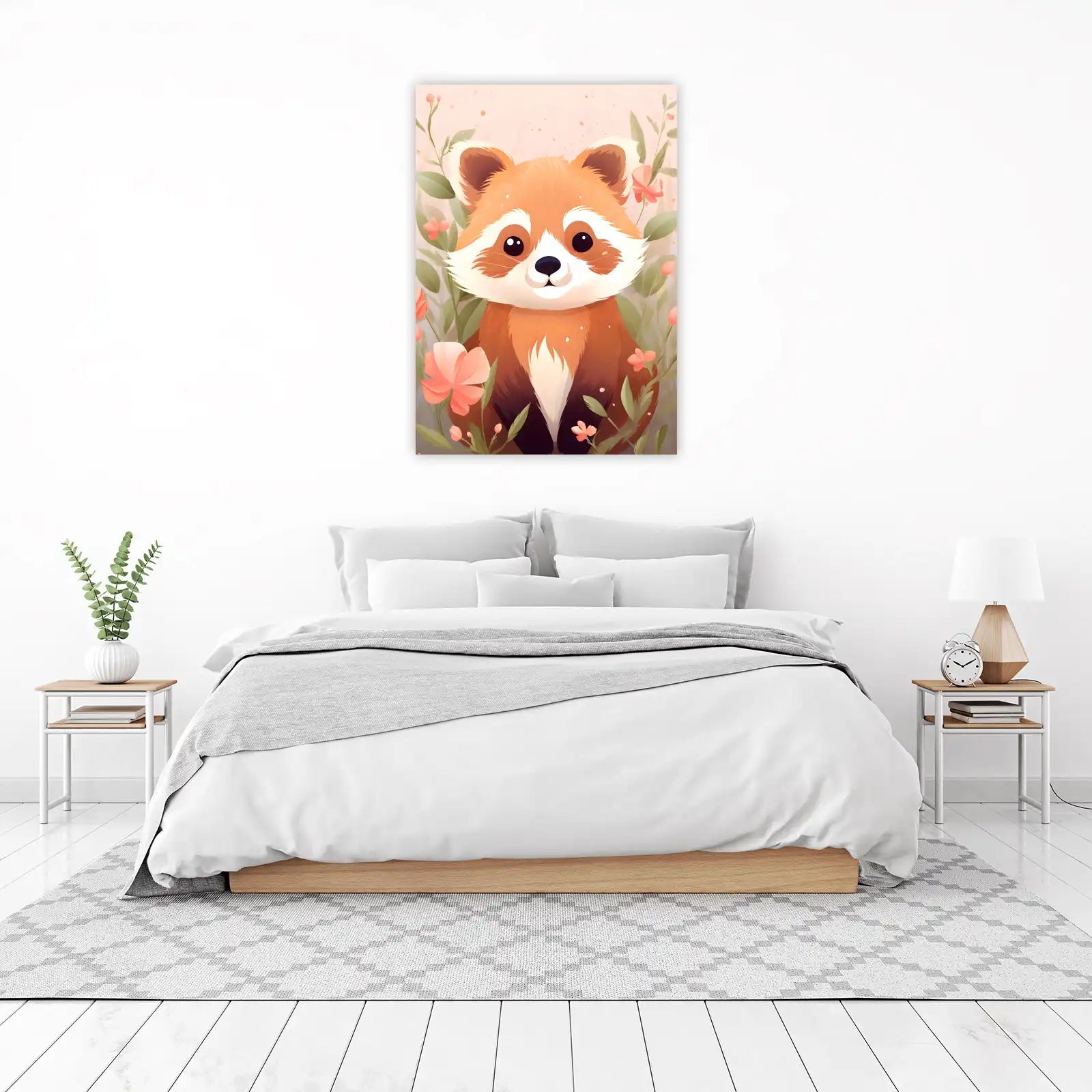 Adorable Red Panda Floral Wall Art