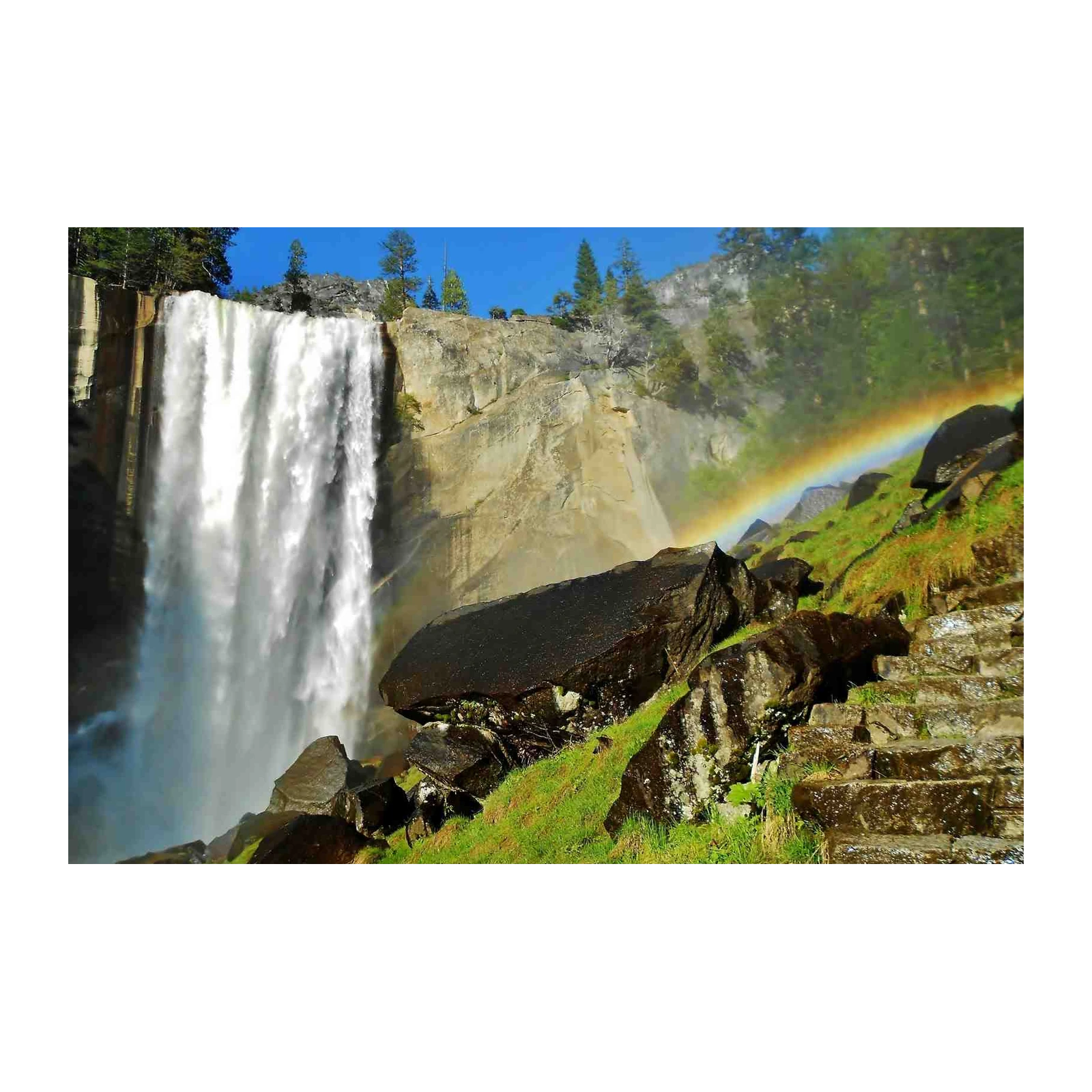 Majestic Waterfall Rainbow Landscape Wall Art