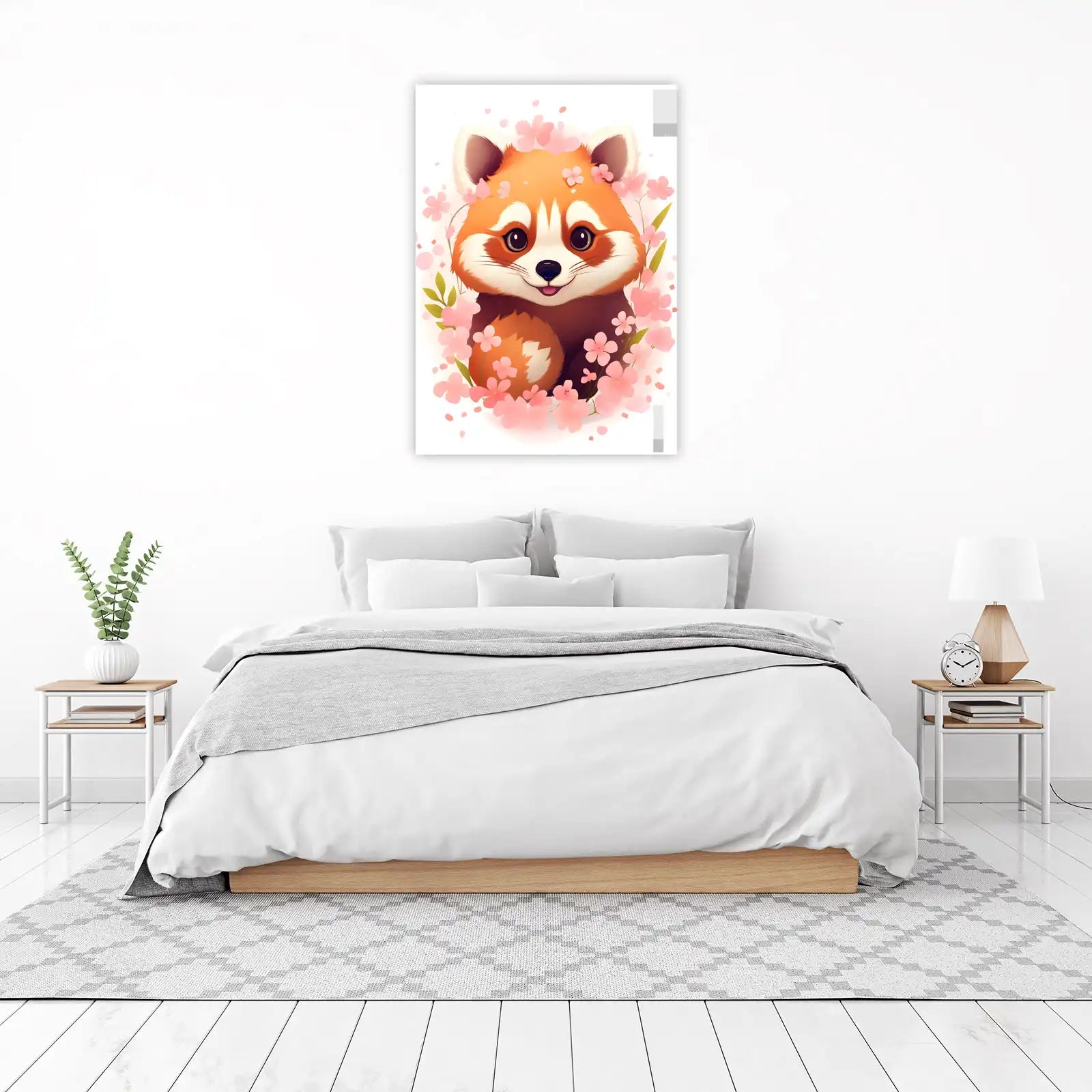 Adorable Red Panda Cherry Blossom Wall Art